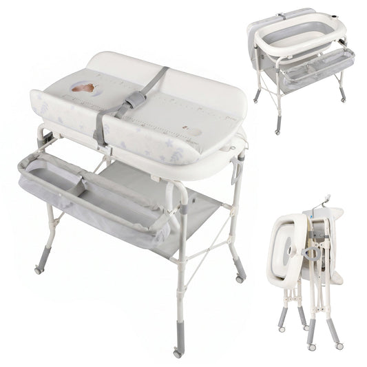 Advwin 2-in-1 Foldable Baby Bathtub & Changing Table