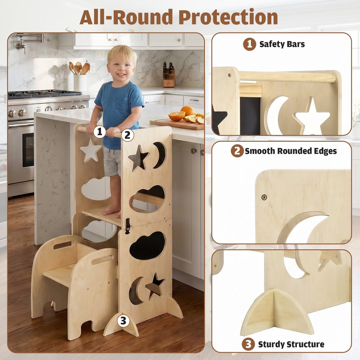 Advwin 4-in-1 Foldable Toddler Step Stool with Blackboard