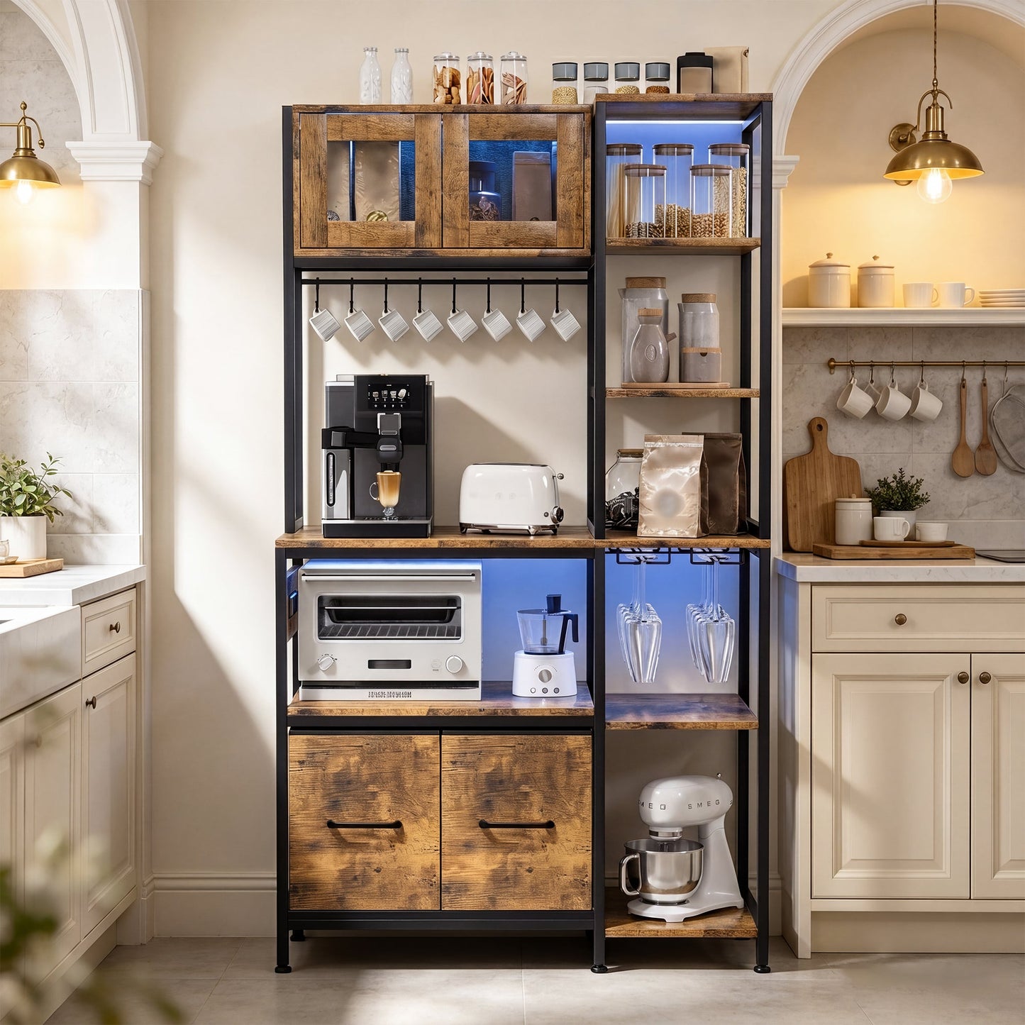 Advwin Bakers Rack with Power Outlet & LED Light