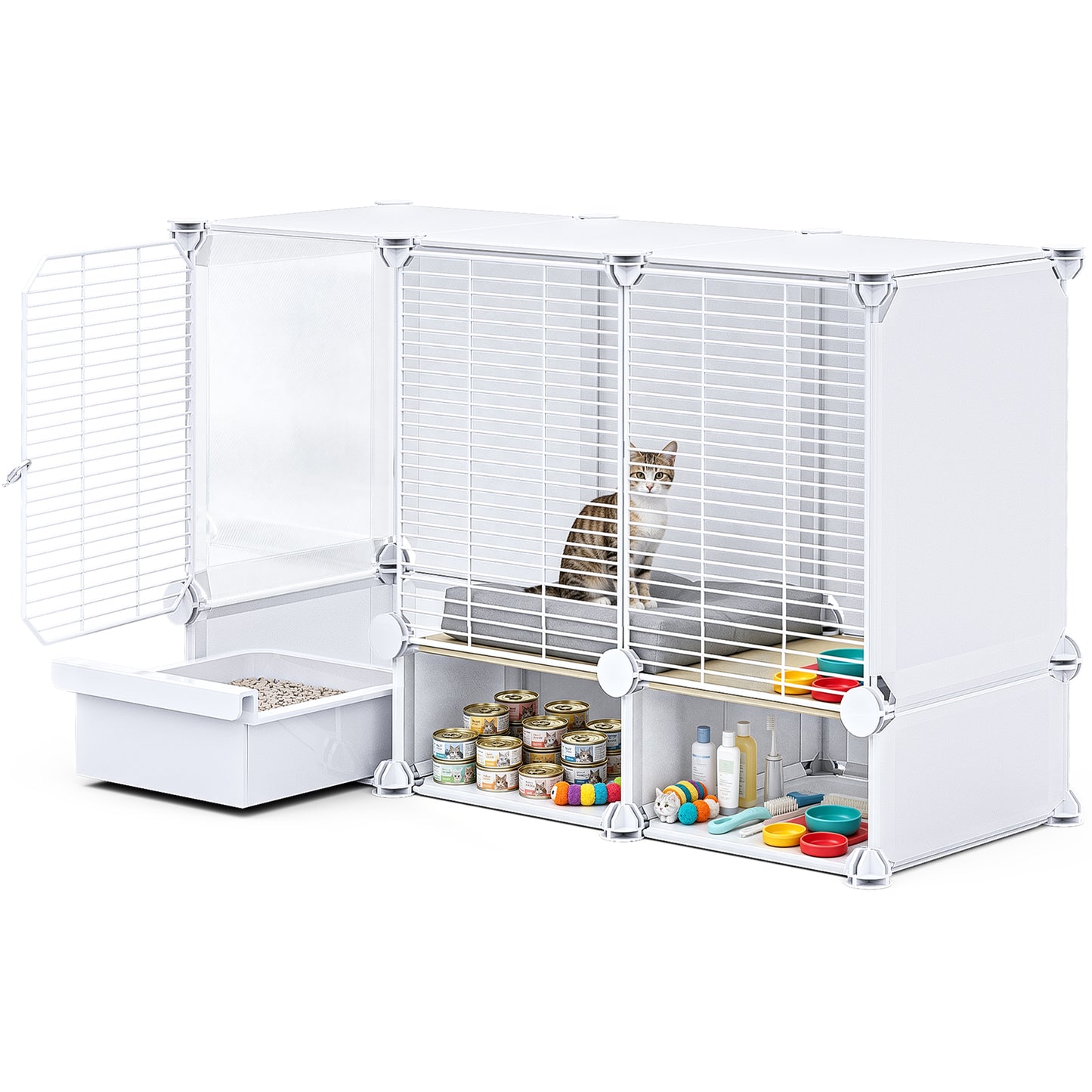 Advwin Indoor Cat Cage with Litter Box