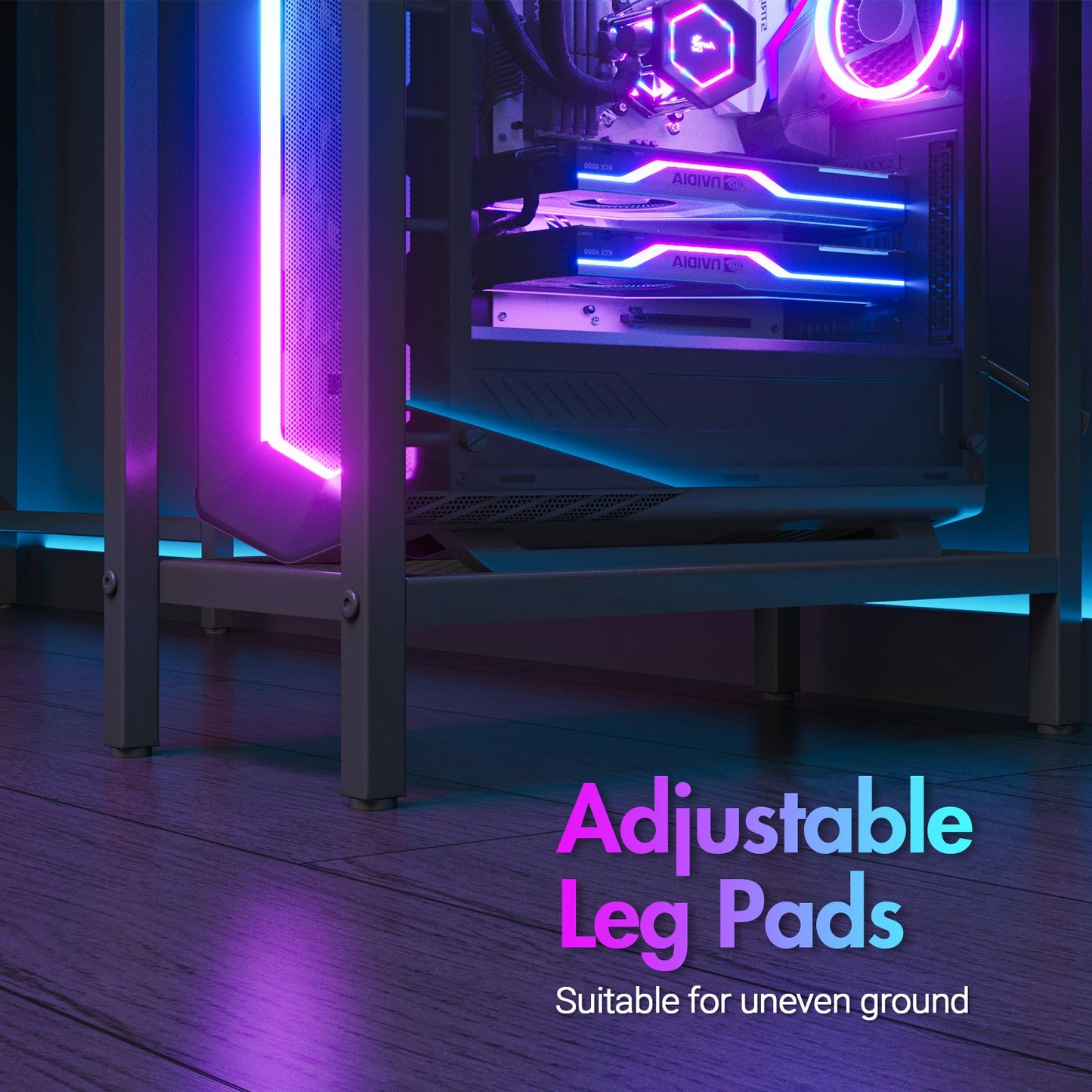 Advwin L Shaped Gaming Desk with LED Lights