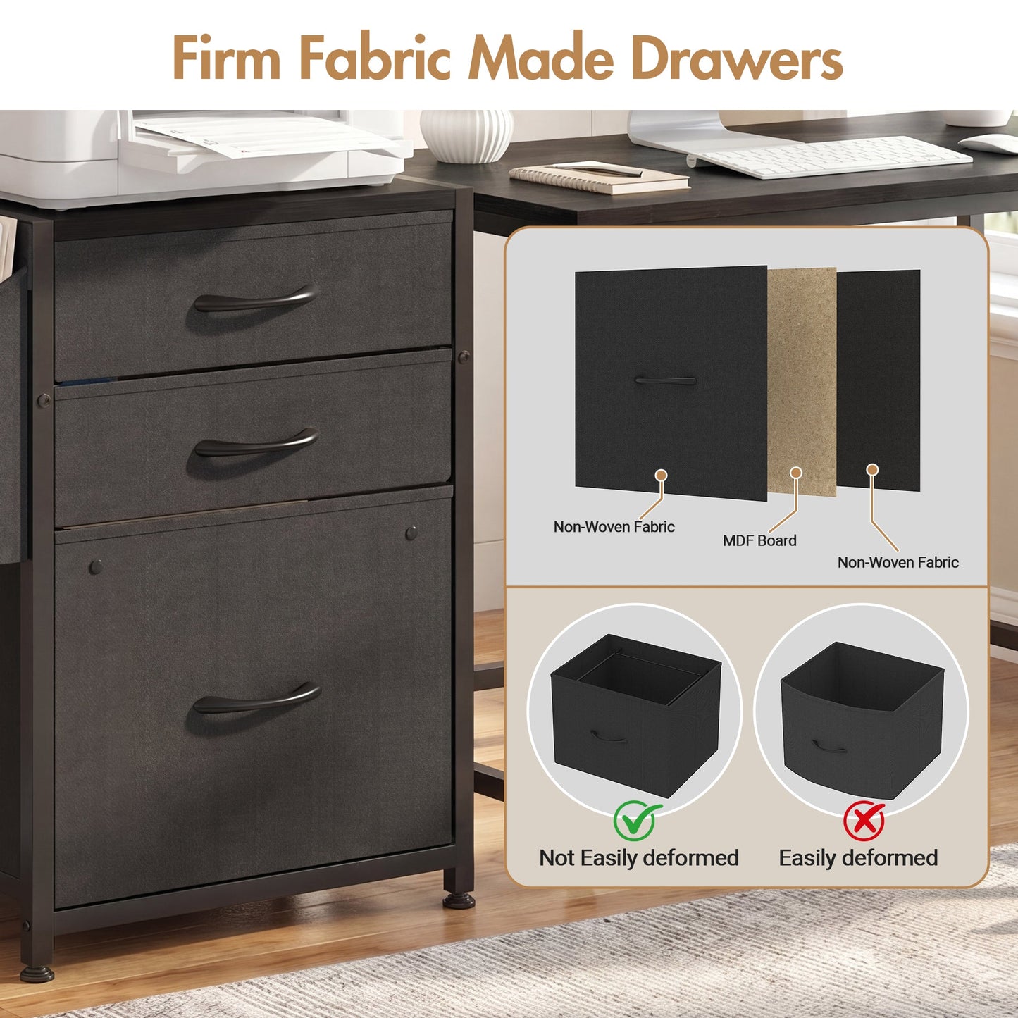Advwin File Cabinet with Charging Station & 3 Drawers