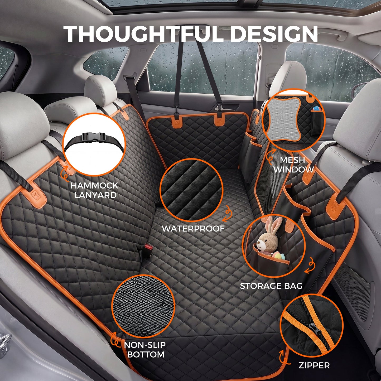 Advwin Dog Car Back Seat Cover 600D Waterproof Pet Seat Cover