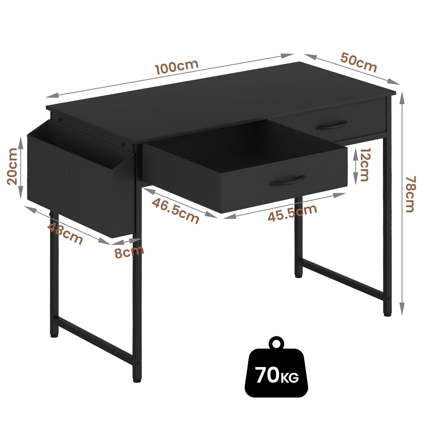 Advwin 100cm Small Desk with 2 Drawers