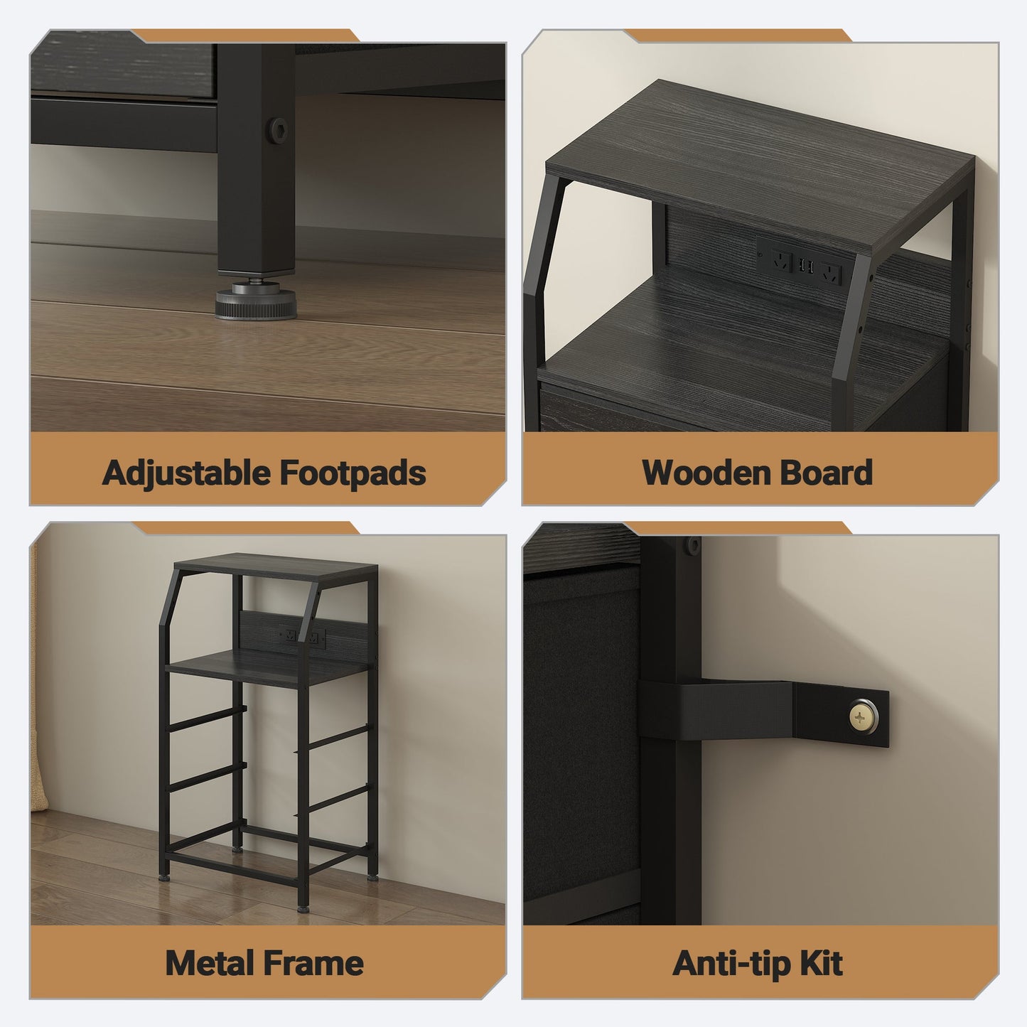 Advwin Set of 2 Bedside Table with 3 Drawers