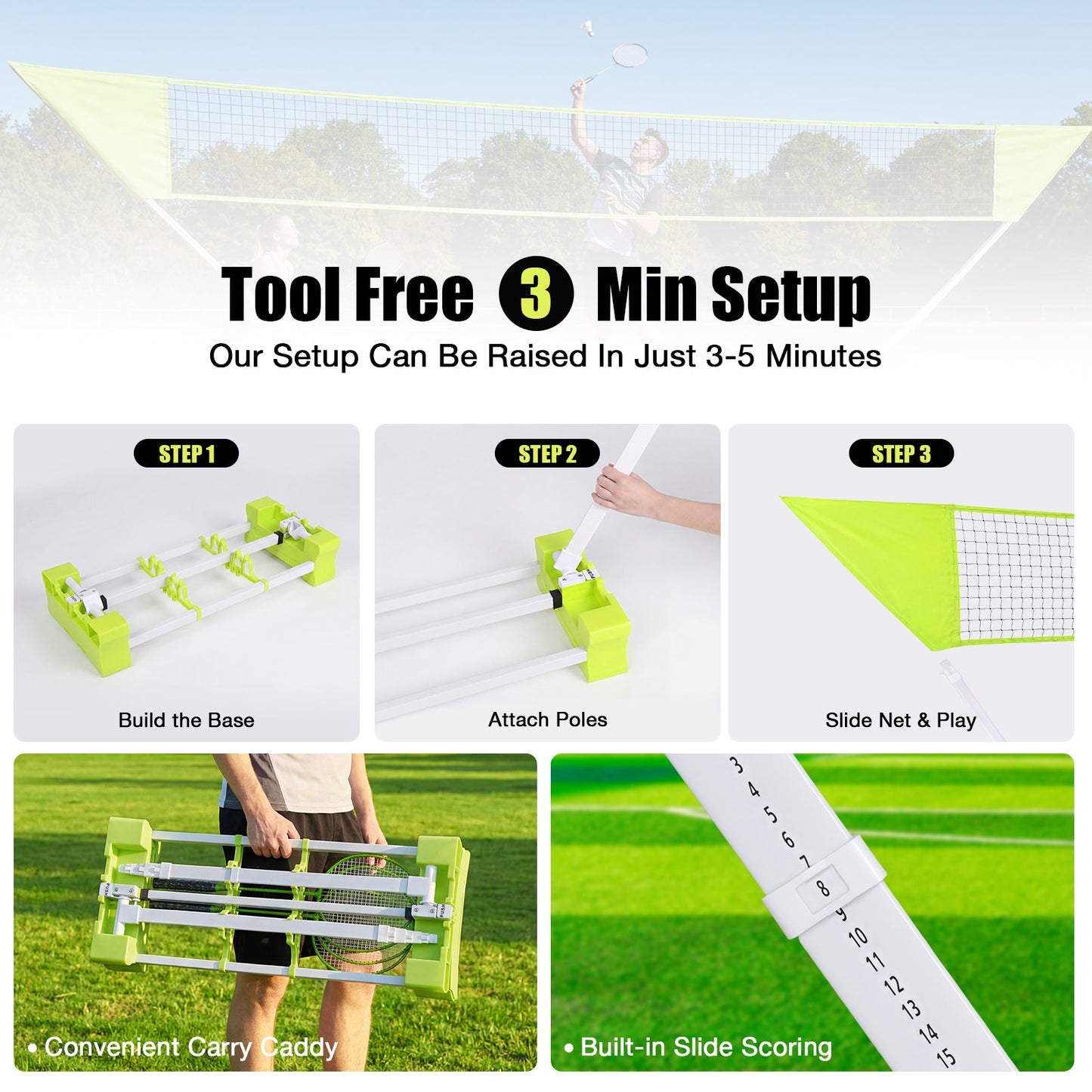 Advwin 4.6m All-in-One Portable Badminton Set