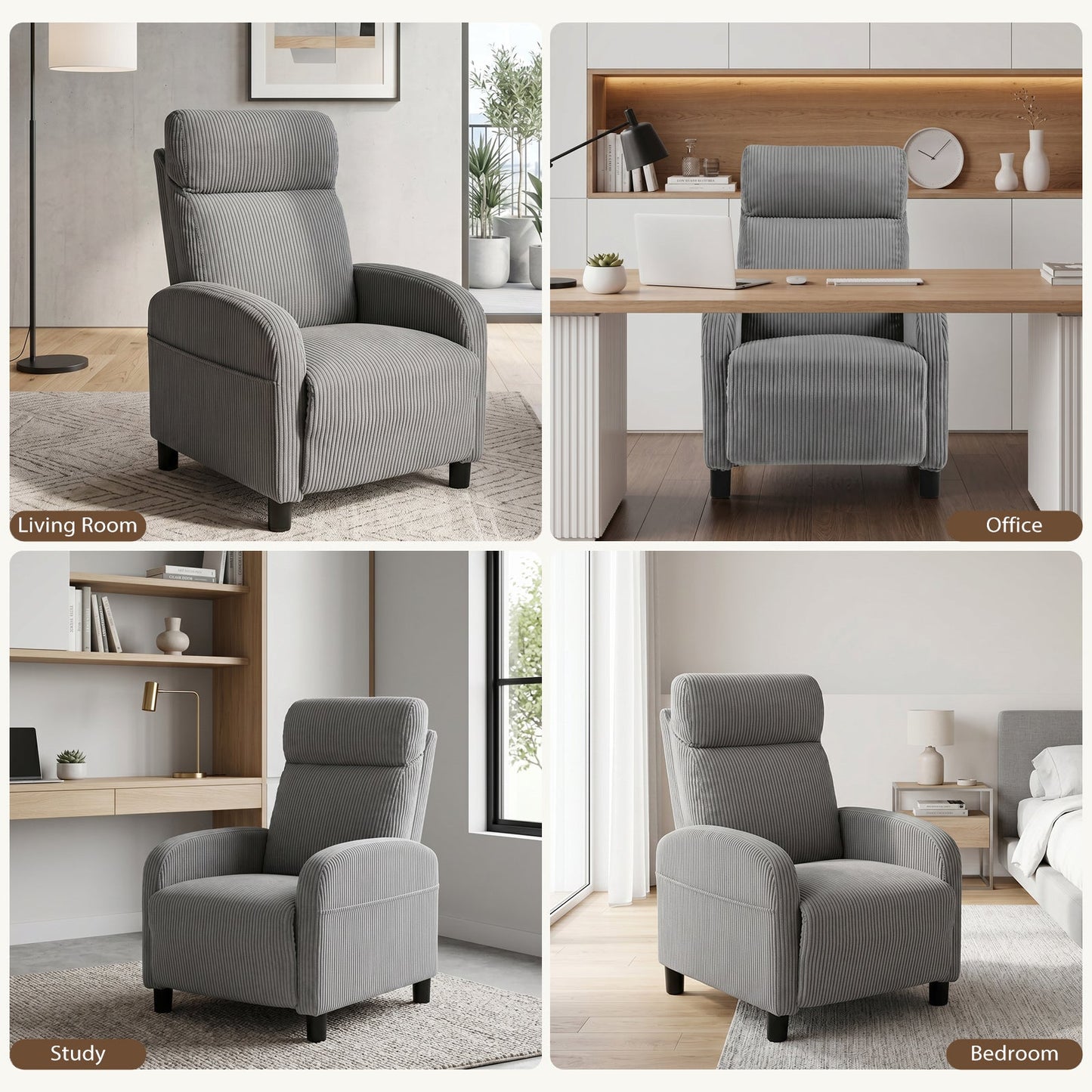 Advwin Recliner Chair with Adjustable Backrest & Footrest