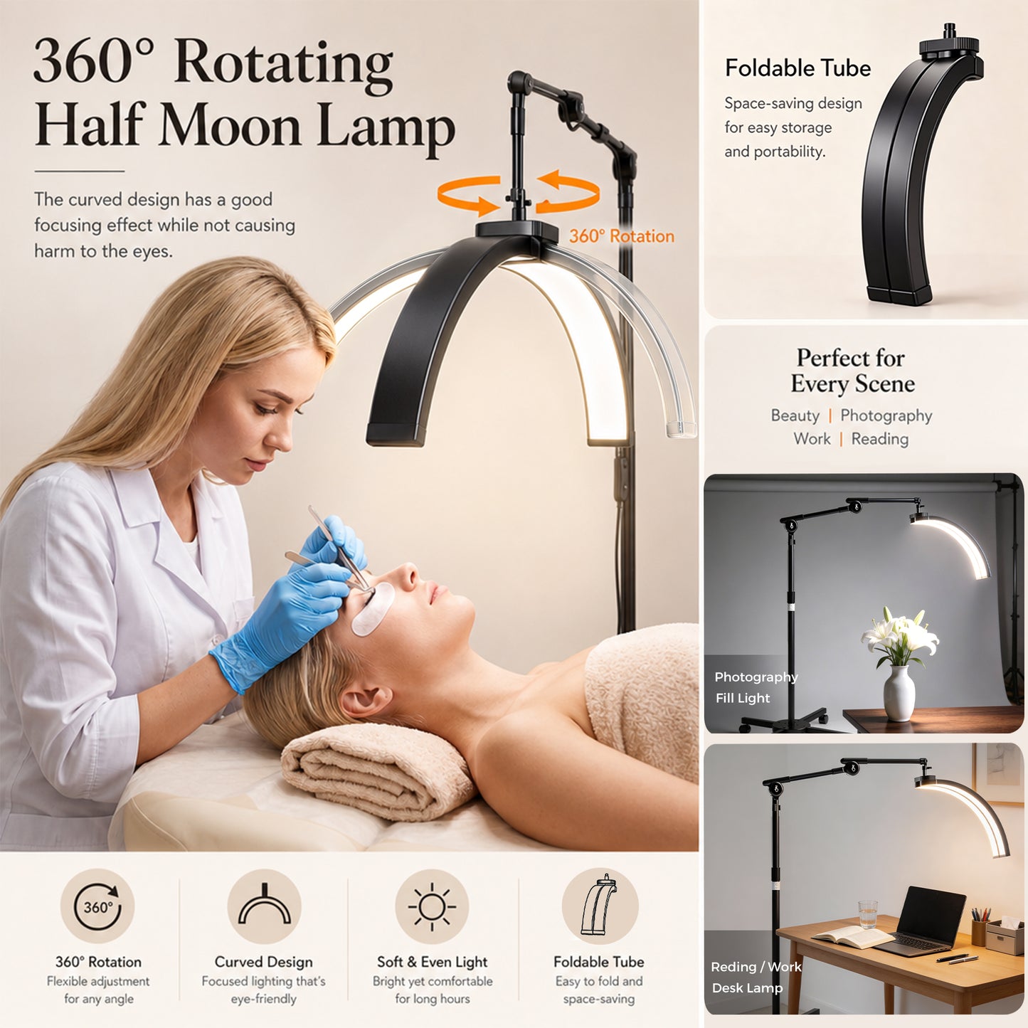 Advwin 27" Portable Half Moon Lash Light