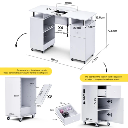 Advwin Manicure Table Nail Desk with Dust Collector
