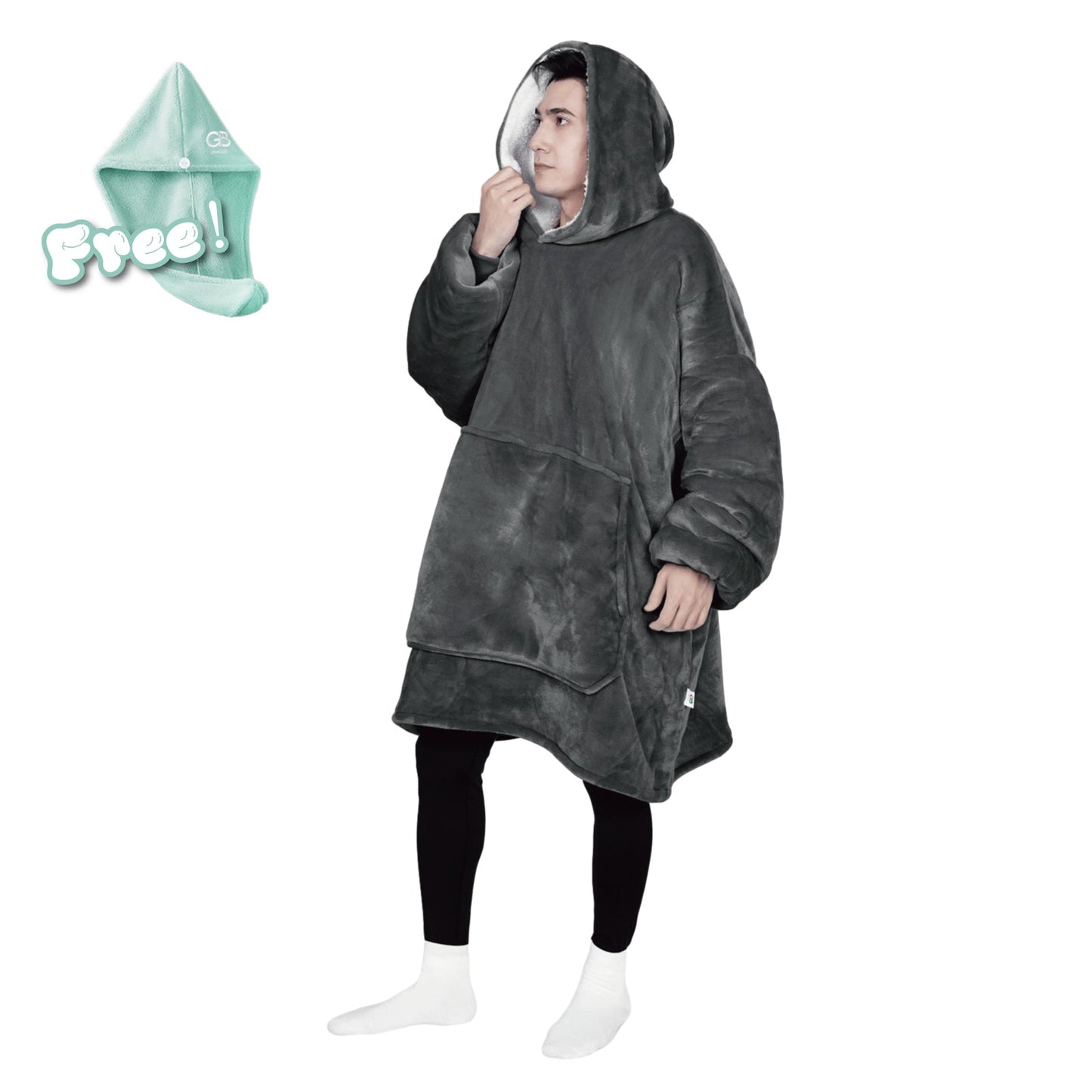 Advwin Oversized Sherpa Wearable Blanket Hoodie Adult