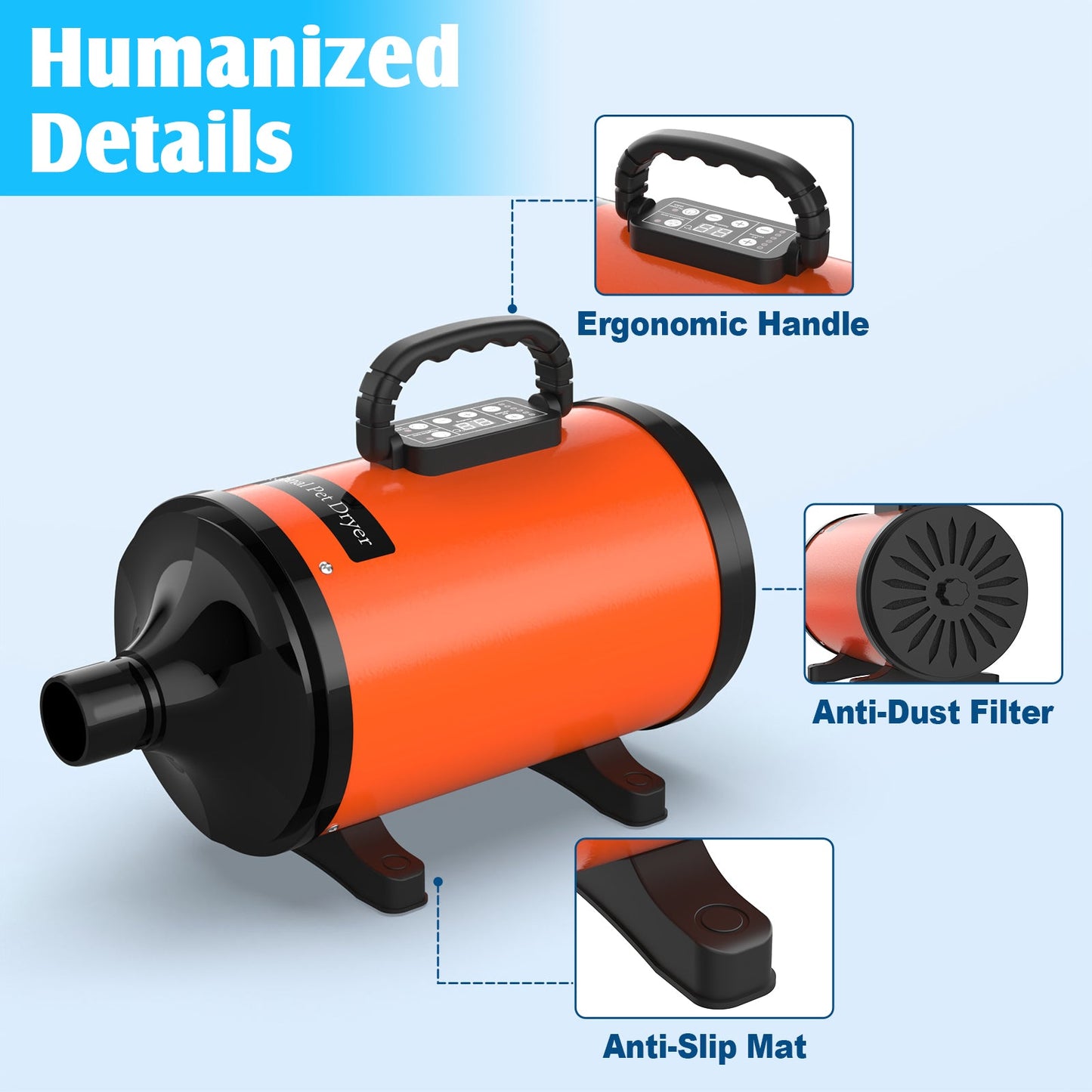 Advwin 2000W Pet Hair Dryer LCD Display