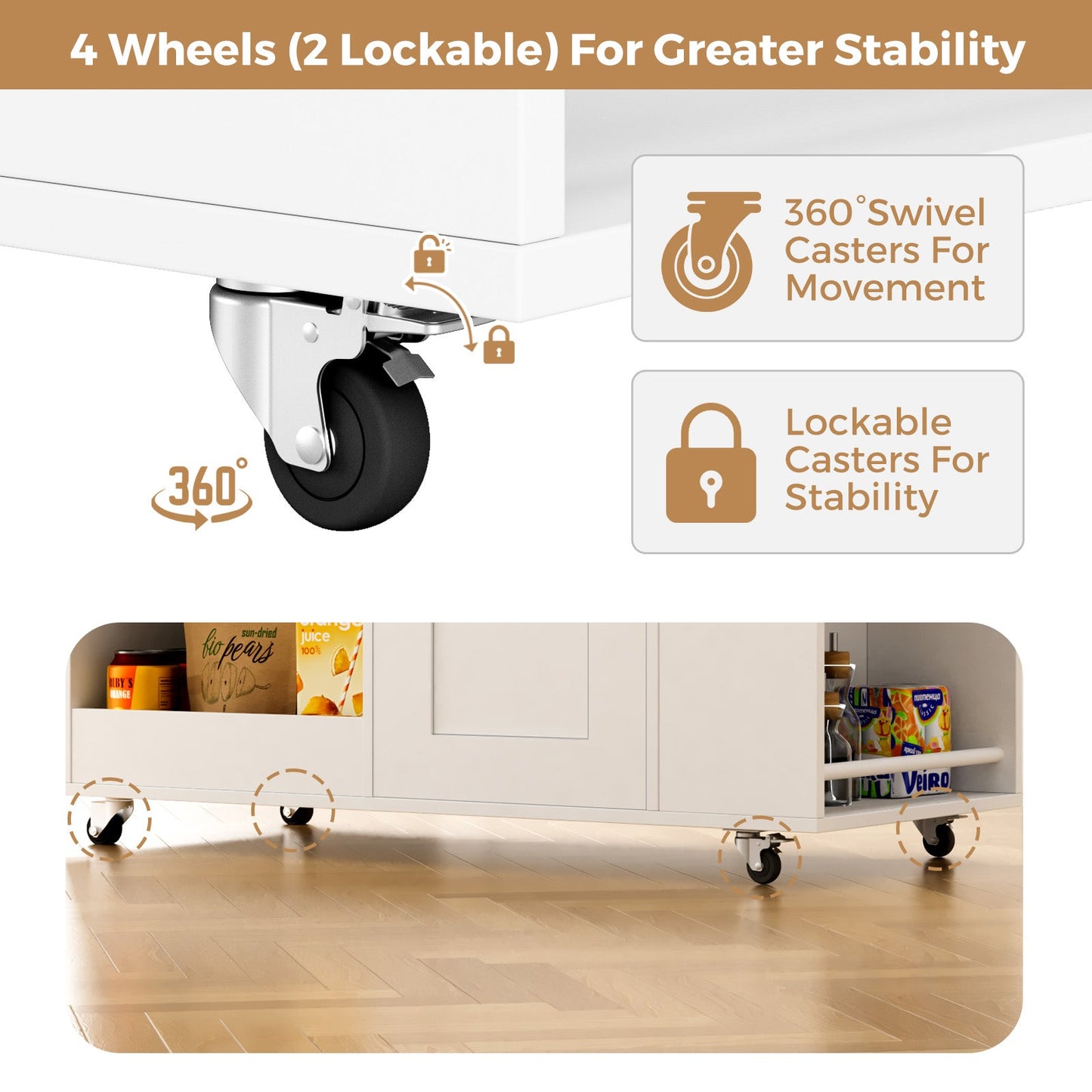 Advwin Kitchen Island Cart on Wheels with Charging Station