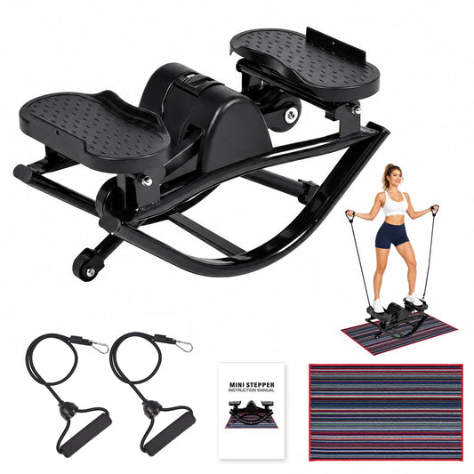 Advwin Side-To-Side Mini Stepper with Resistance Cords & Mat