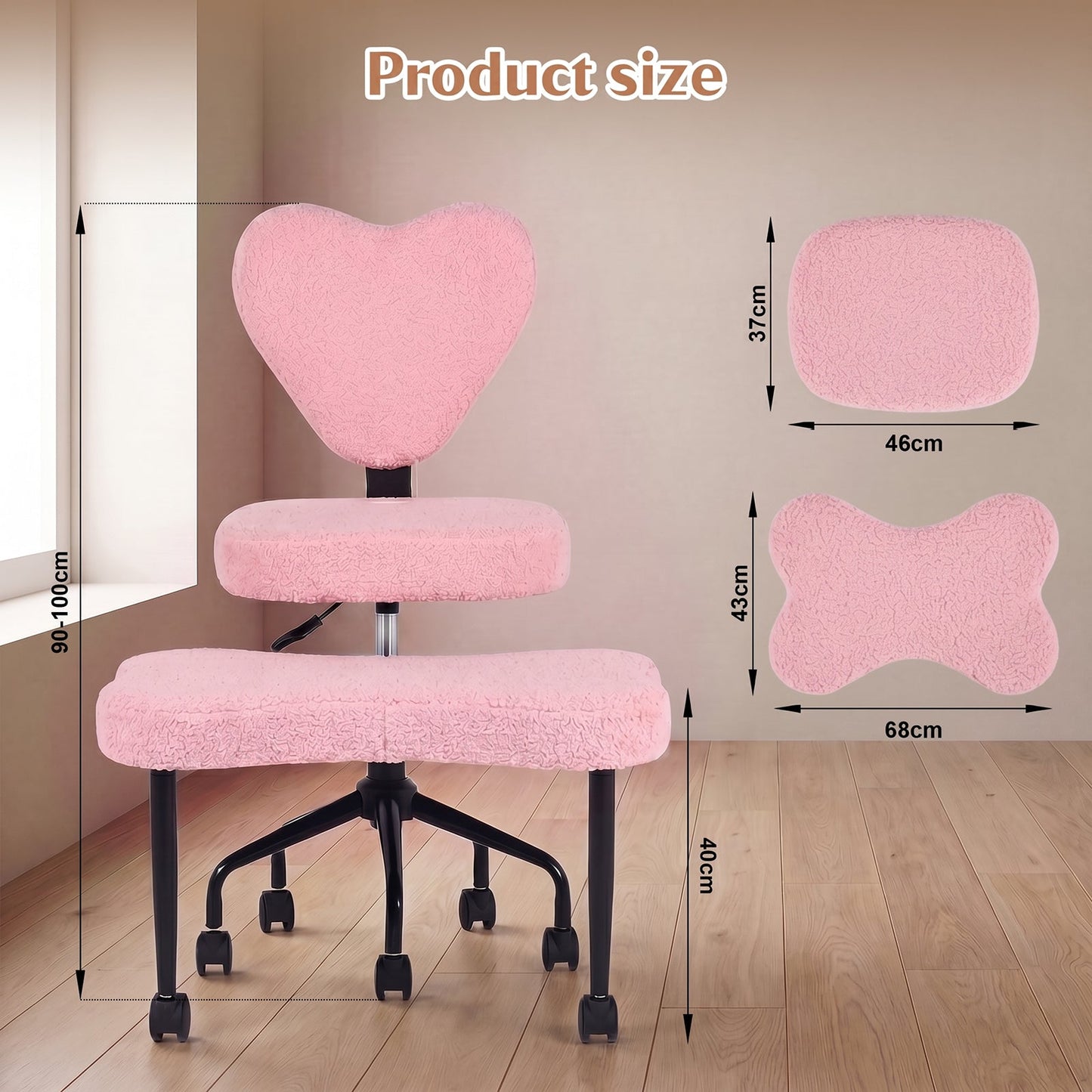 Advwin 360° Ergonomic Cross Legged Office Chair Pink
