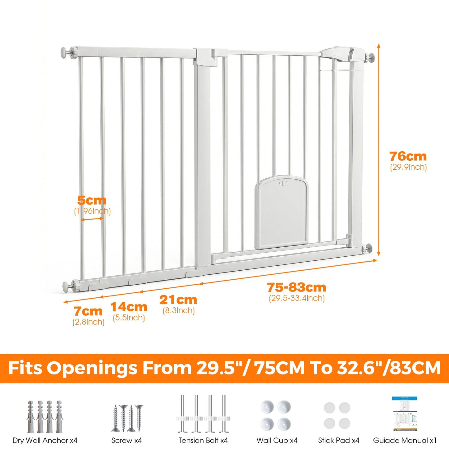 Advwin Metal Pet Safety Gate with Cat Door