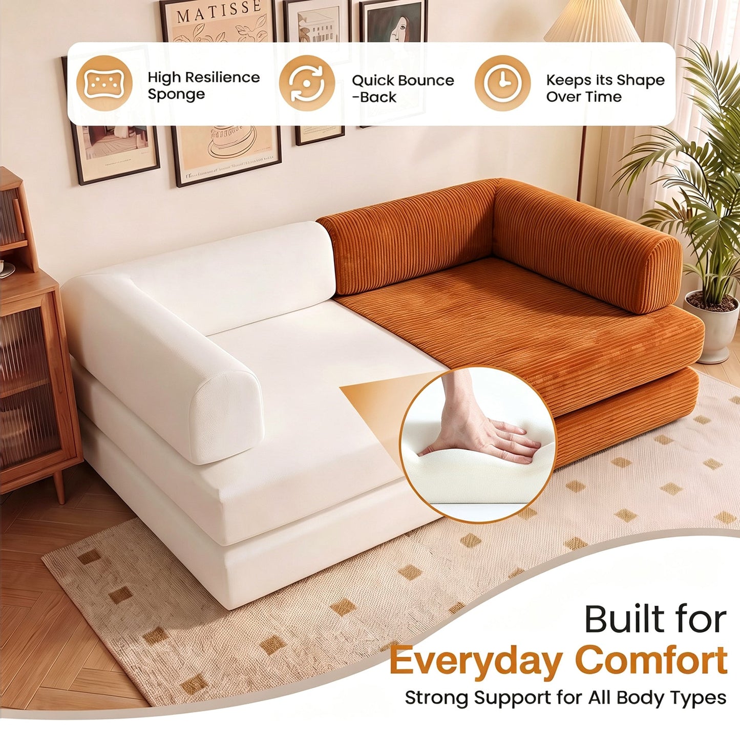 Advwin 5-in-1 Convertible Folding Loveseat Sofa Bed