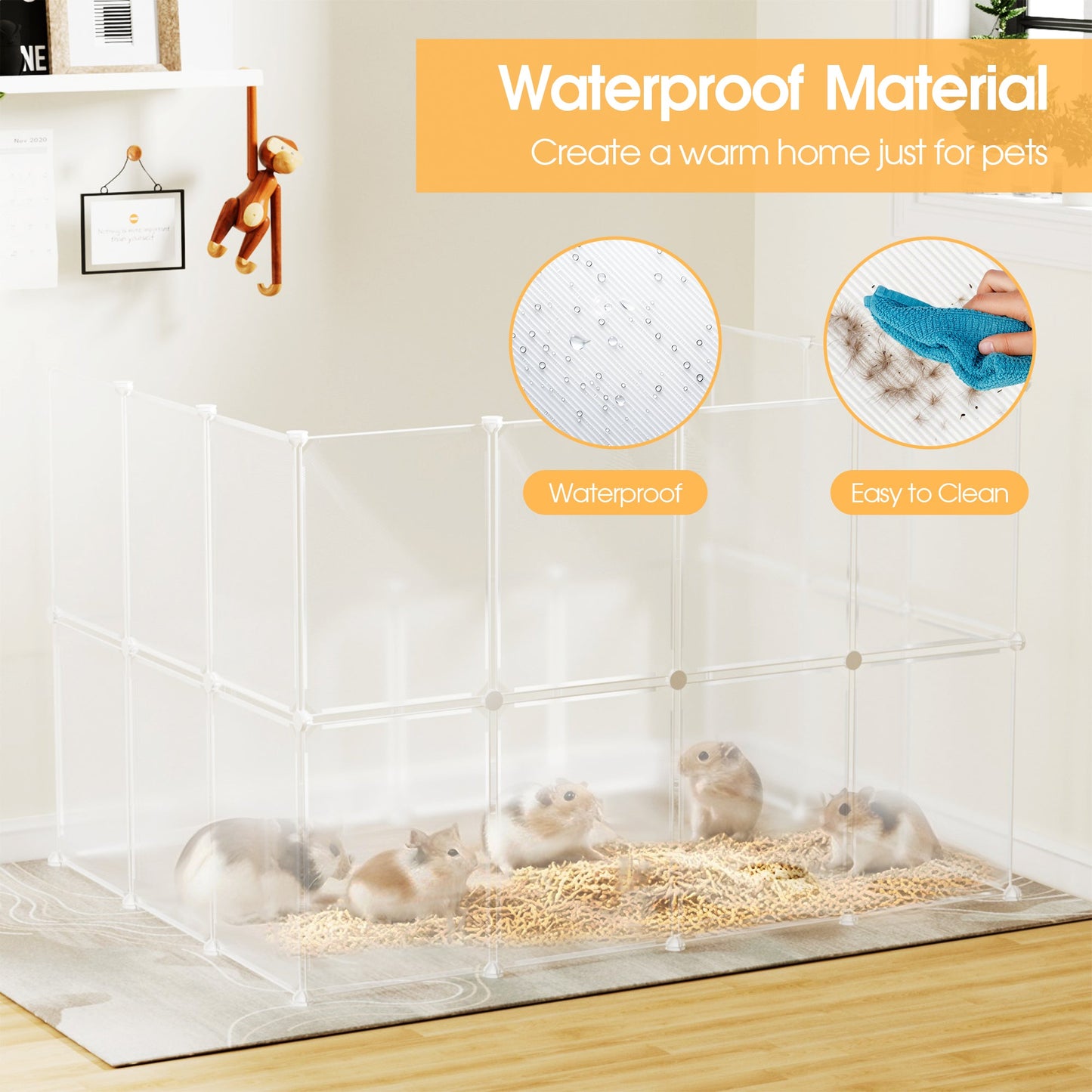 Advwin DIY Pet Playpen with 20 Metal & 24 Transparent Panels