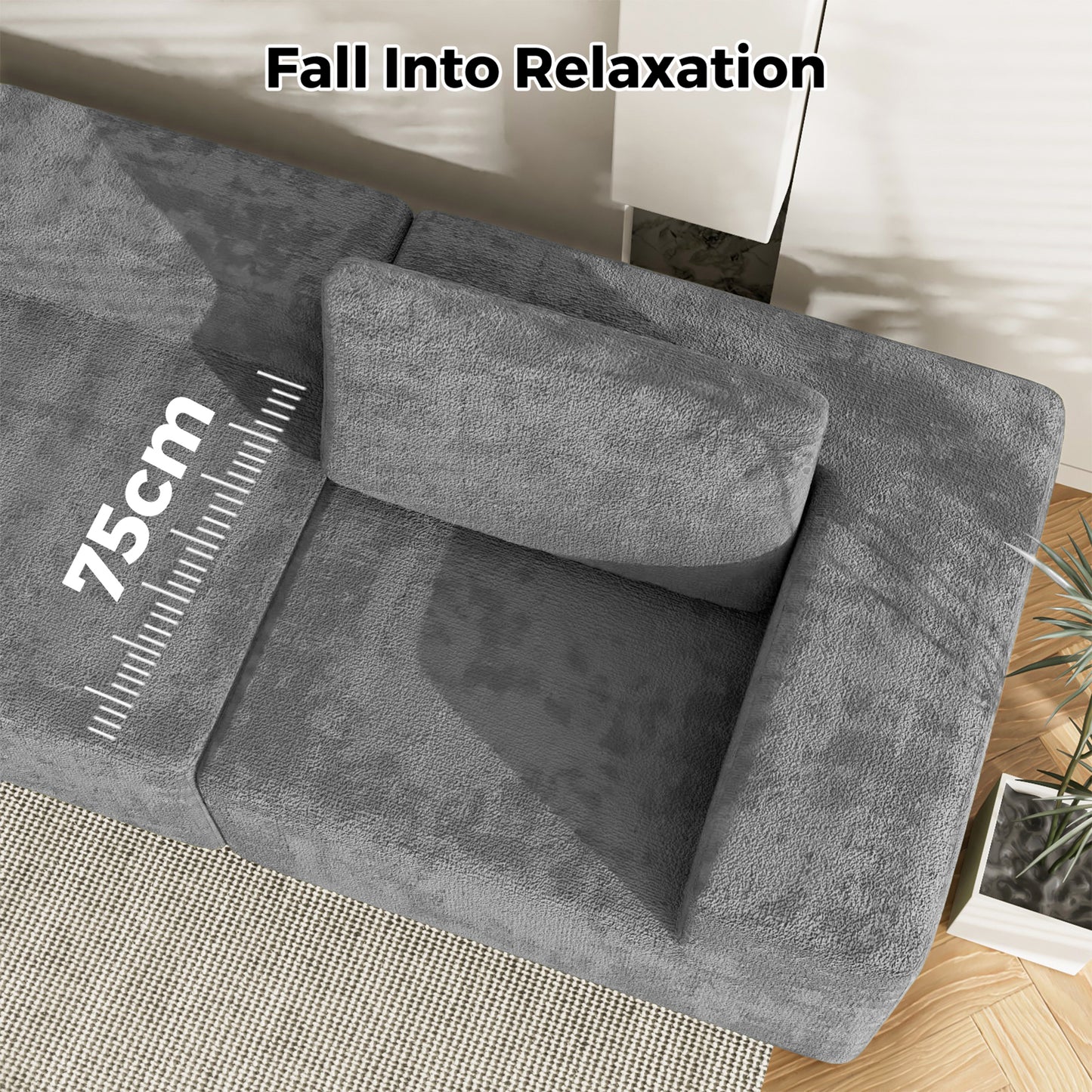 Advwin 190cm Modular Loveseat Sofa Chenille Fabric