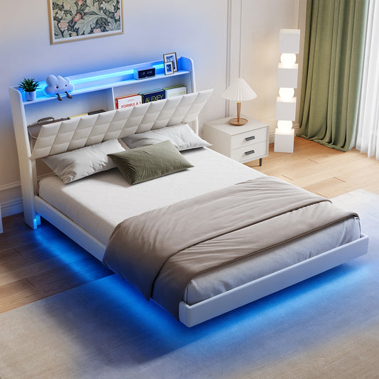 Advwin Floating Bed Frame with LED Lights