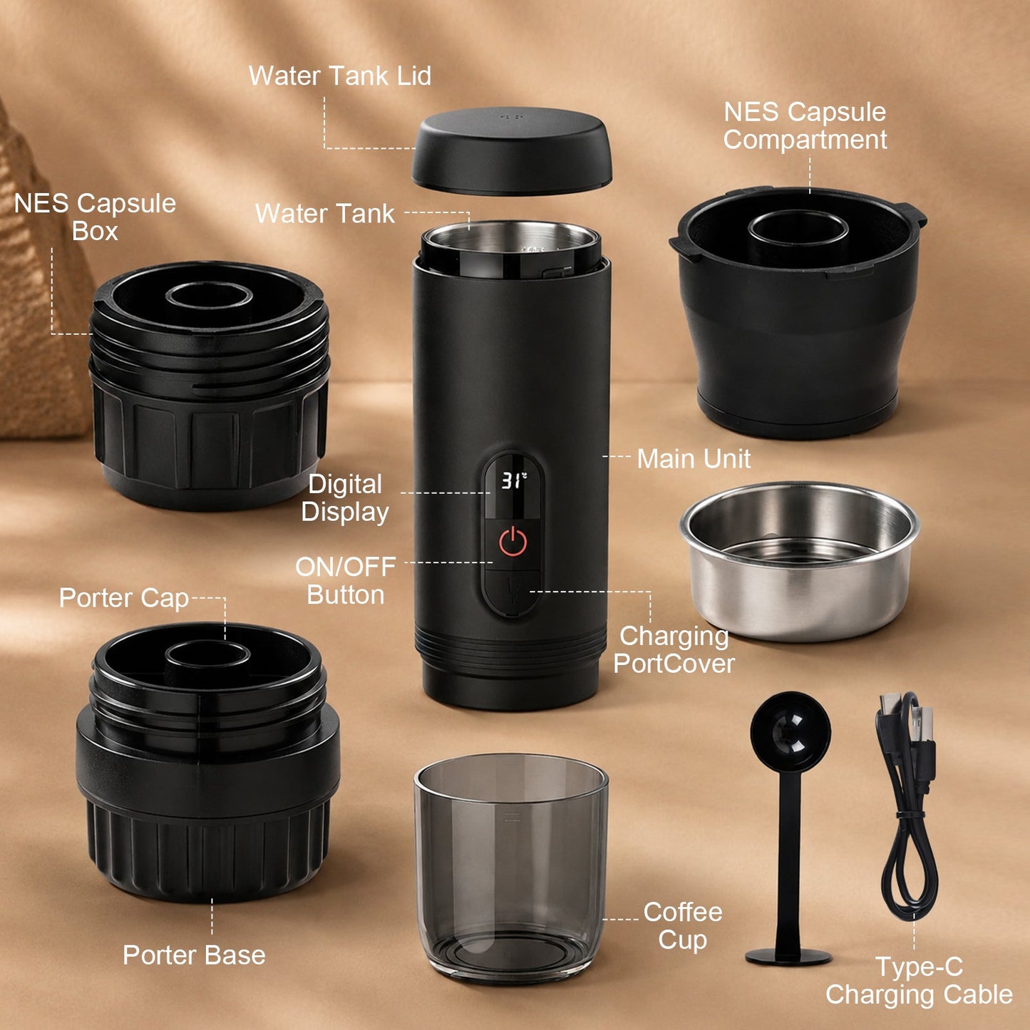 Advwin Portable Espresso Machine with Heating Function