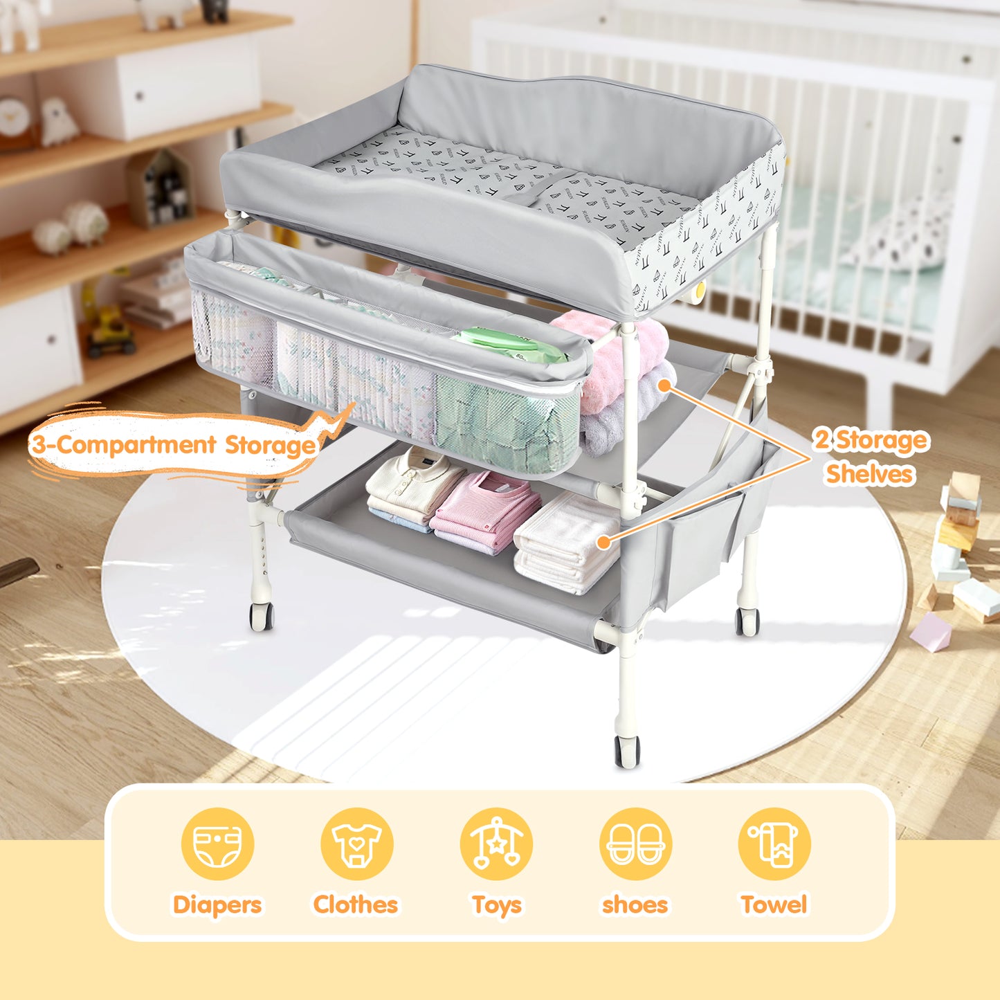 Advwin Portable Baby Changing Table with Adjustable Height