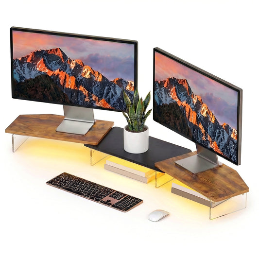 Advwin 113cm LED Dual Monitor Stand w/ Acrylic Leg