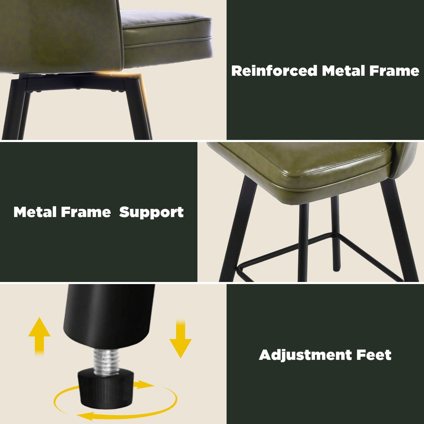 Advwin Set of 2 360° Swivel Bar Stools