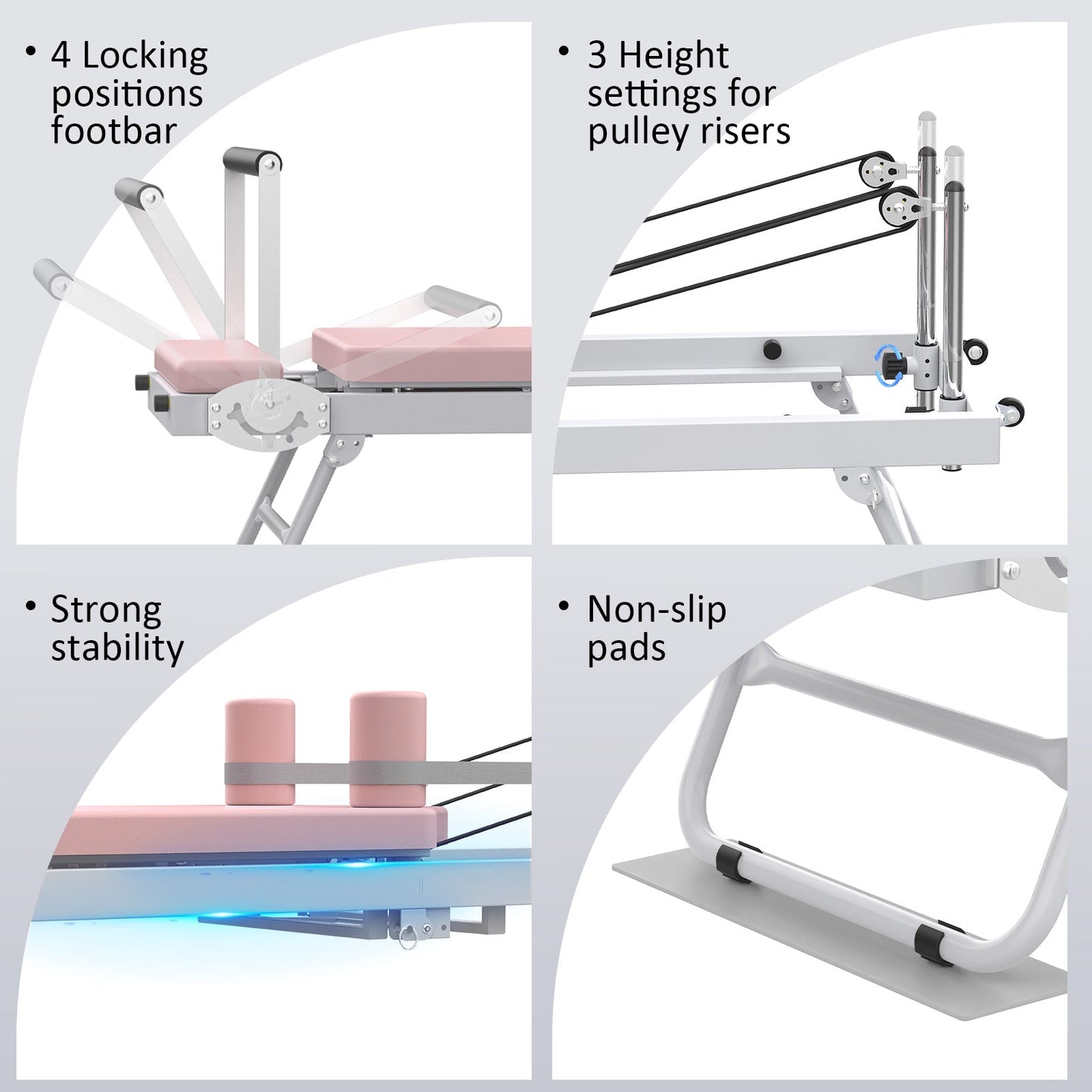 Advwin Foldable Pilates Reformer Machine with Wheels