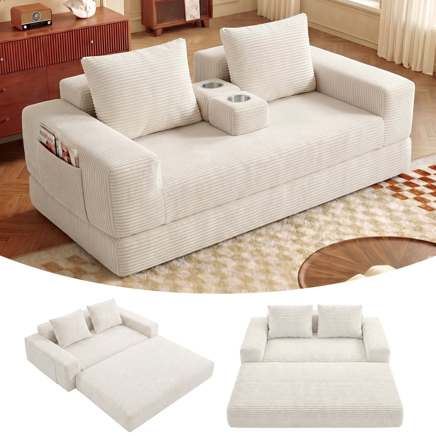 Advwin Folding Sofa Bed 2 in 1 Convertible Floor Sofa