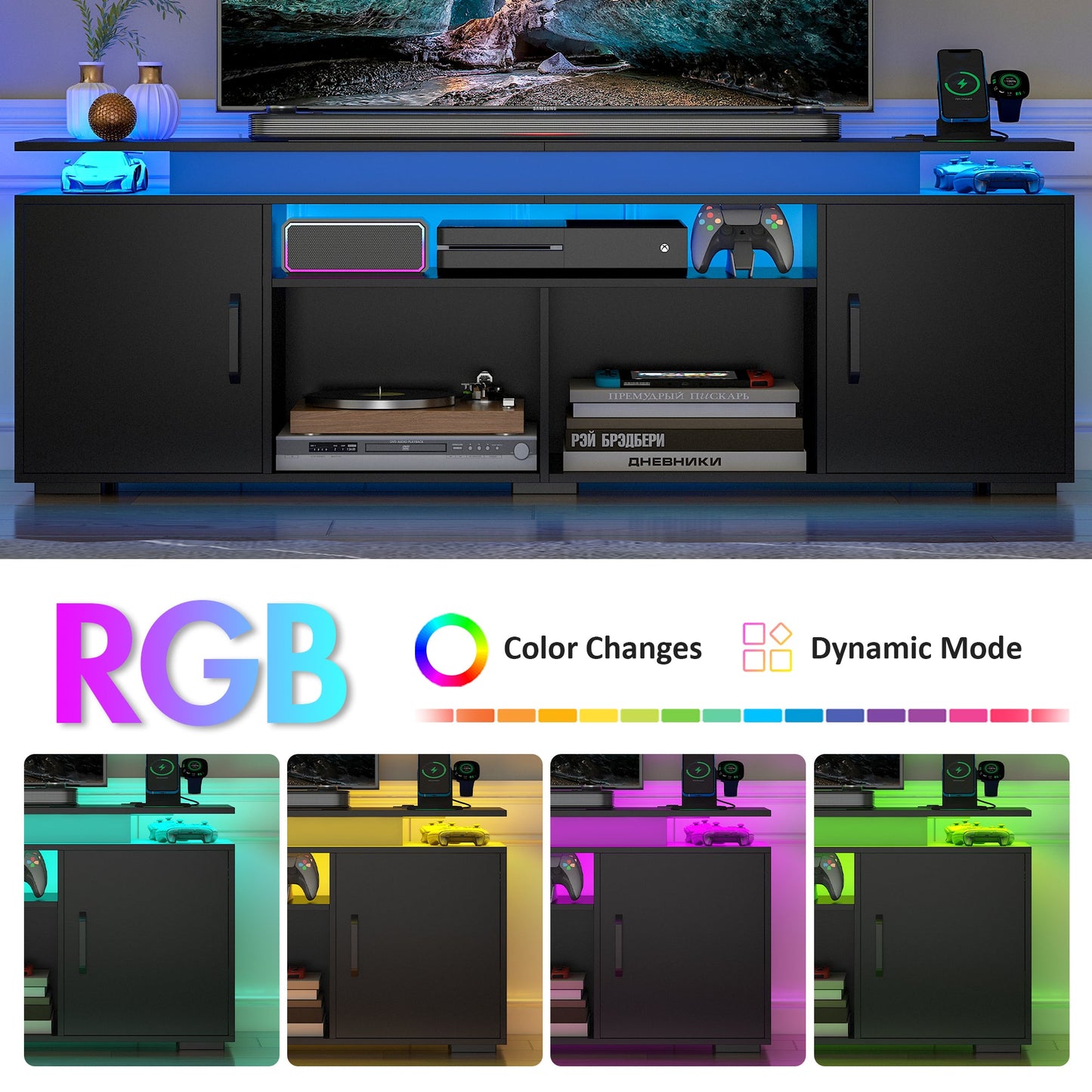 Advwin 140cm LED Entertainment Center TV Stand