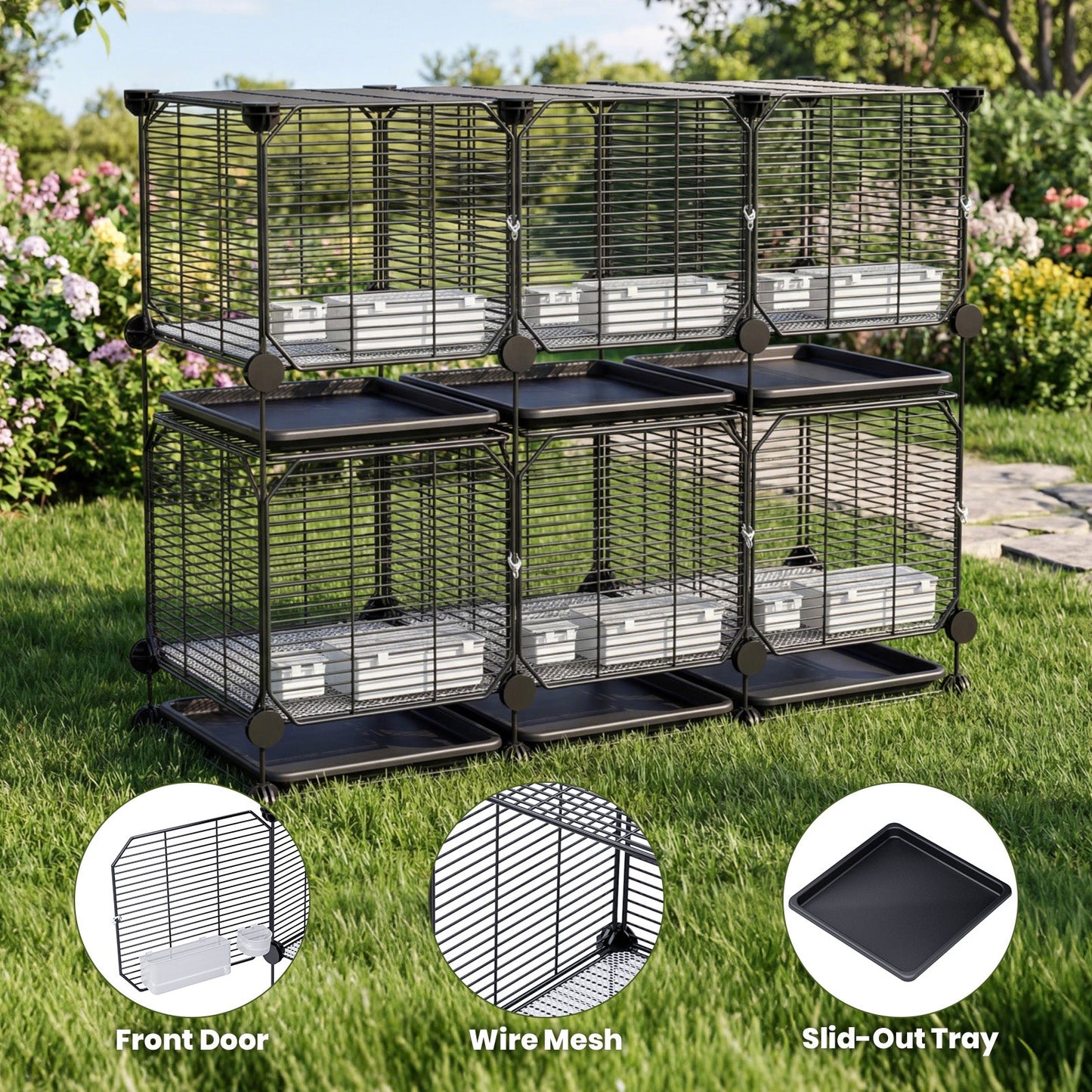 Advwin Modular Metal Small Animal Cage with Feeder and Tray