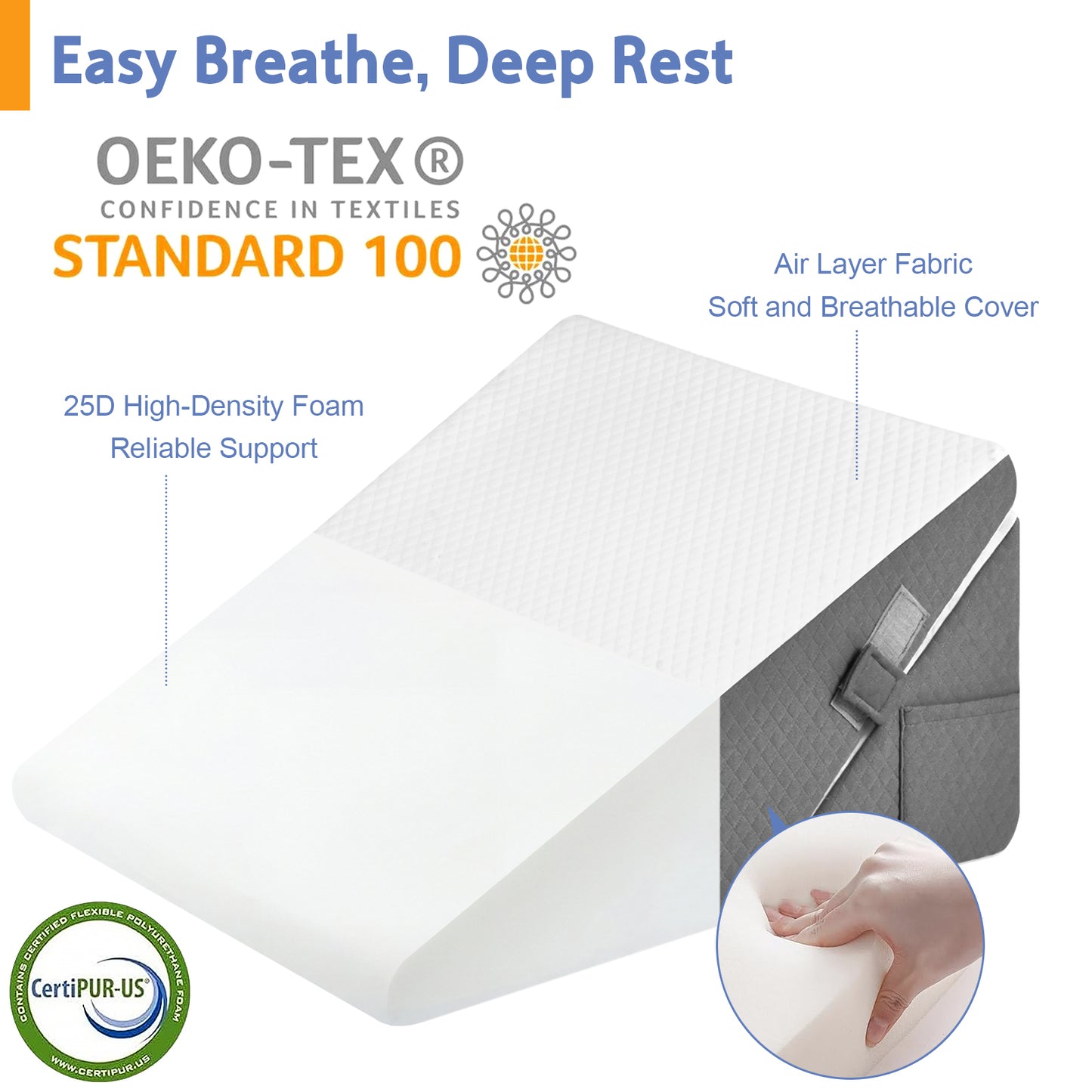 Advwin Bed Wedge Pillow Set Adjustable Foam Reading Pillow
