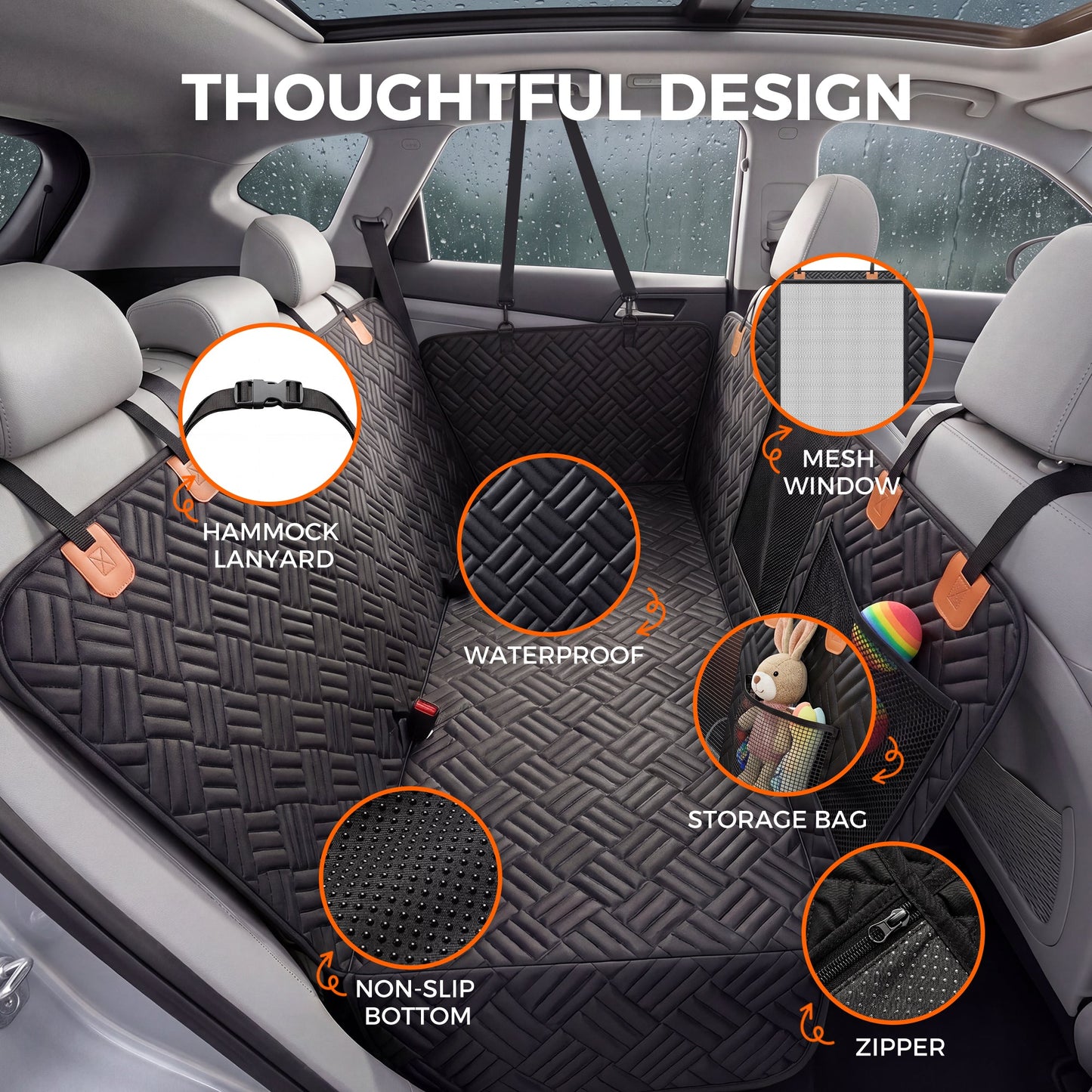 Advwin Dog Car Seat Cover Hard Bottom for Back Seat Extender
