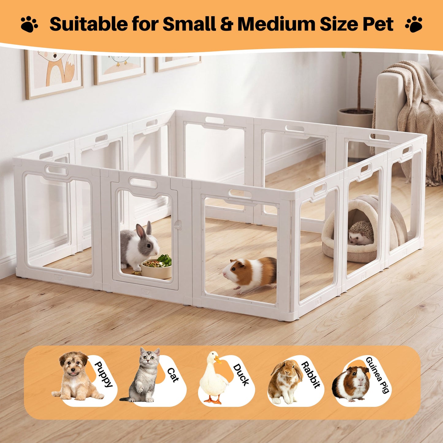 Advwin Indoor Pet Playpen with 12 Clear Panels