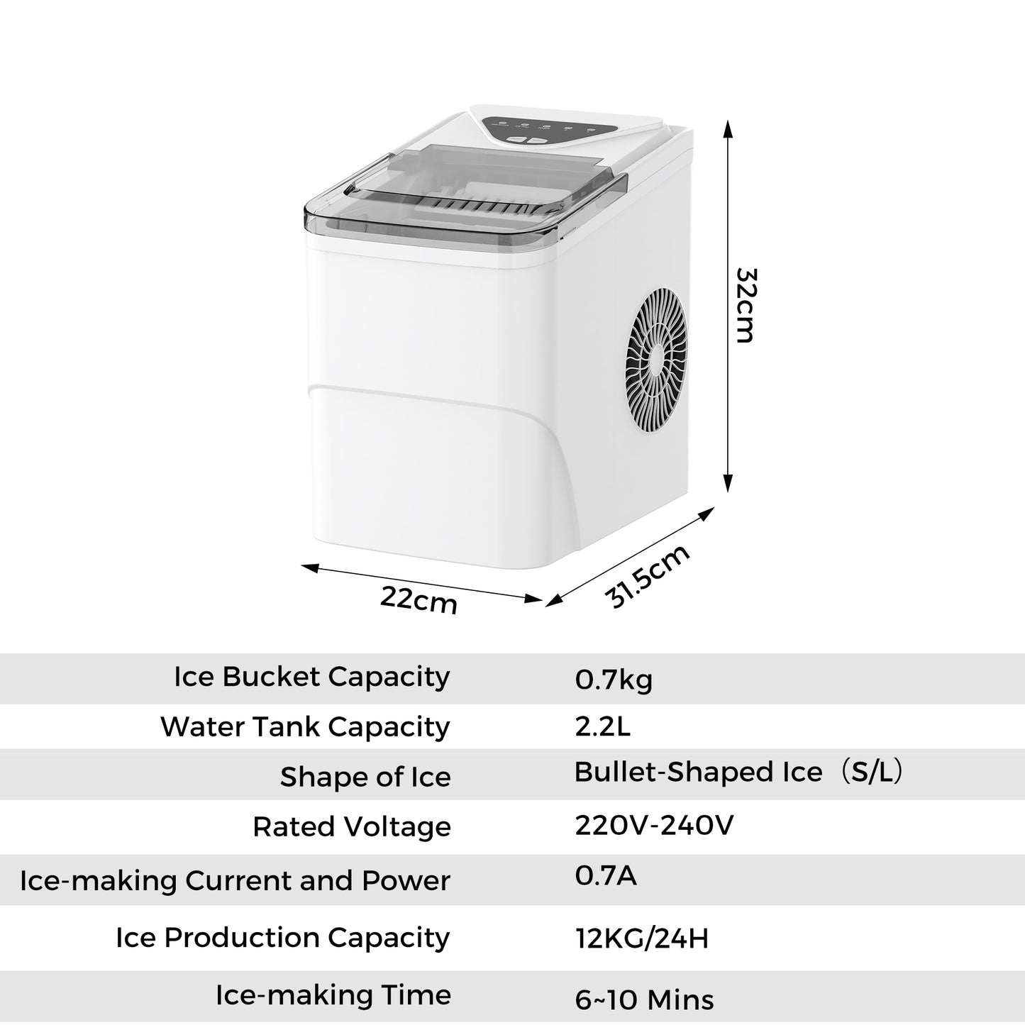 Advwin 12KG Countertop Ice Maker Self-Cleaning Ice Machine