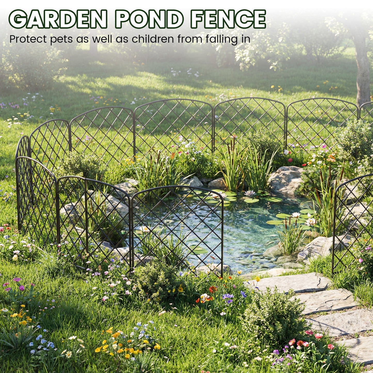 Advwin 10 Panels Metal Garden Fence Animal Barrier