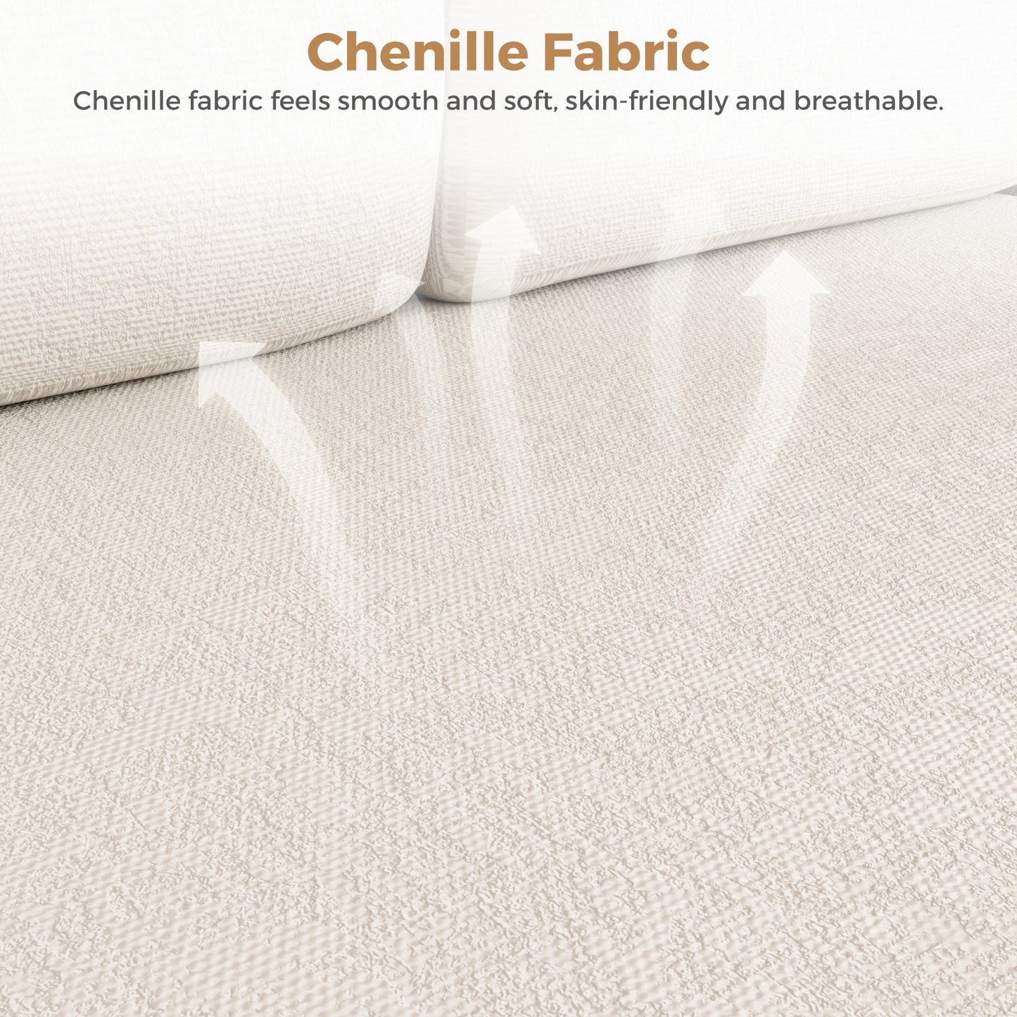 Advwin Sectiona Sofa 4-Seat Chenille Fabric 280cm