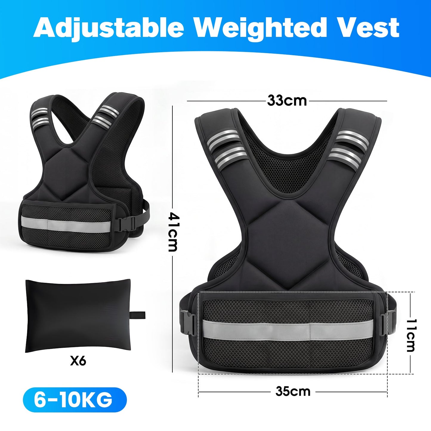 Advwin X Shape 5kg Weighted Vest Black