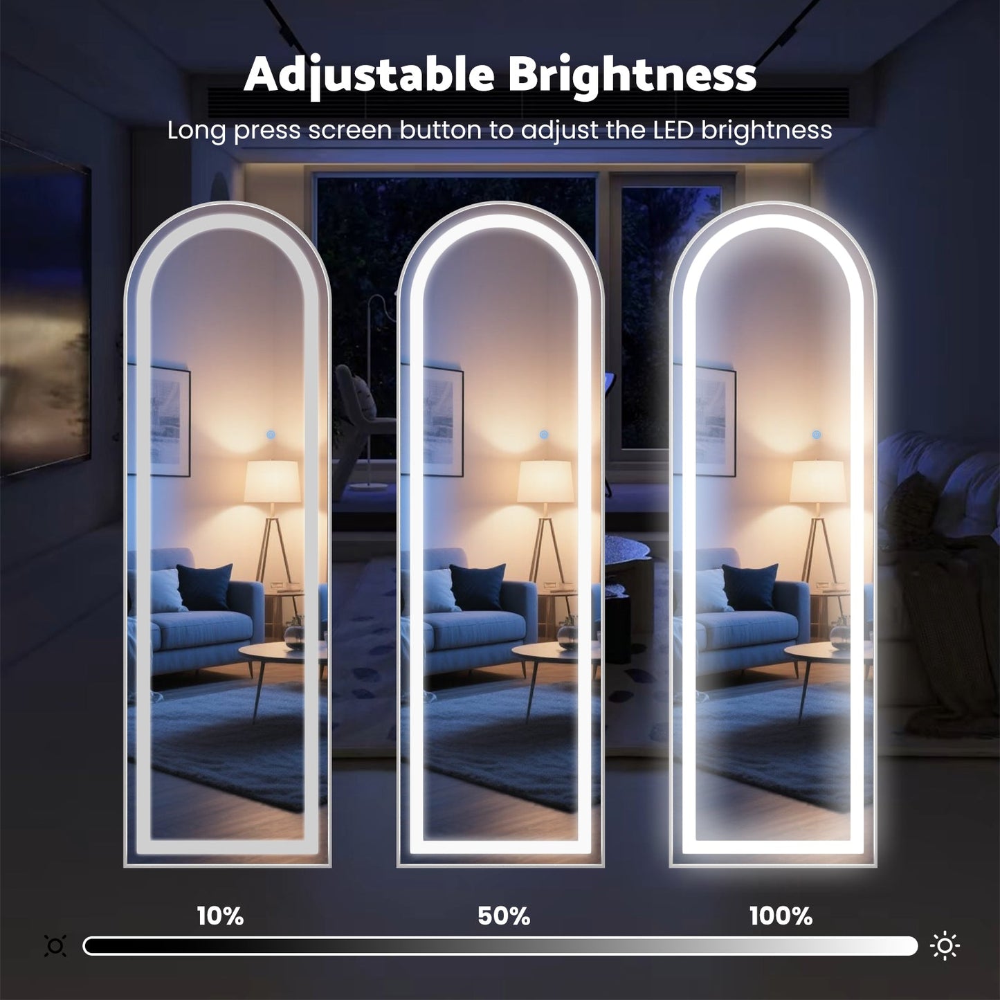 Advwin LED Arched Full Length Floor Mirror Wall Mounted
