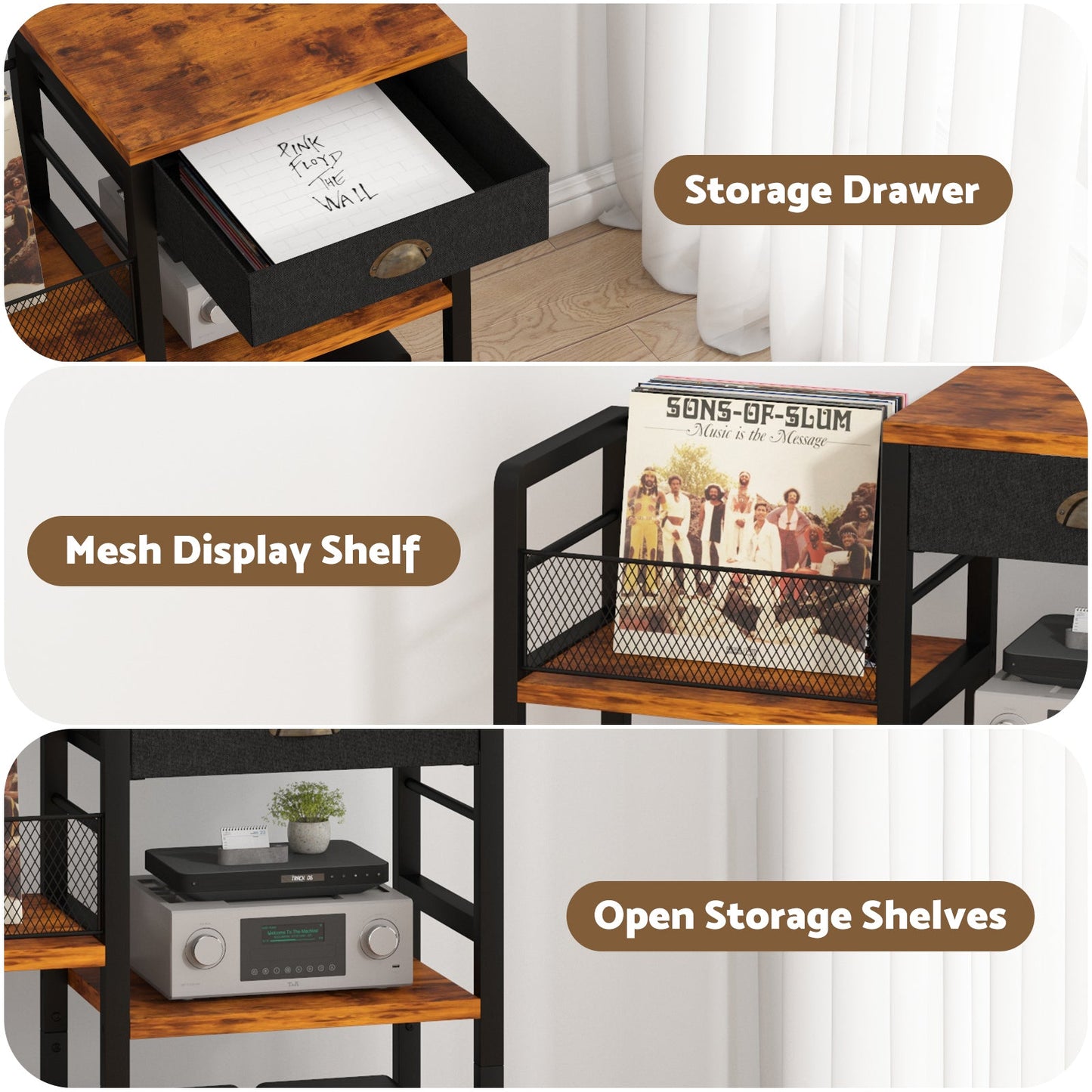 Advwin 3 Tier Record Player Stand
