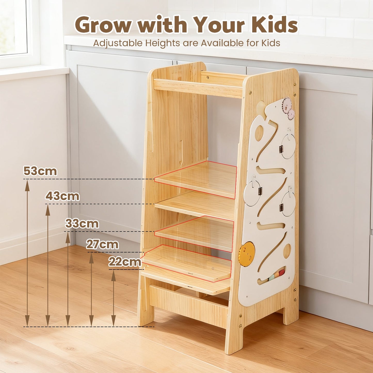 Advwin 4-in-1 Toddler Kitchen Step Stool Height Adjustable
