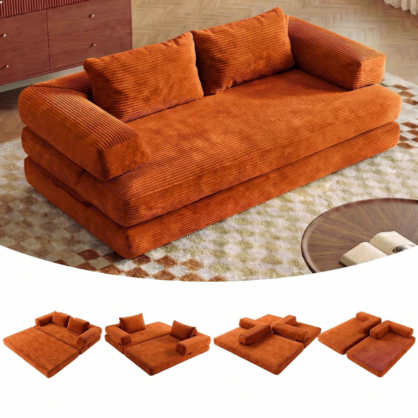 Advwin Folding Sofa Bed Convertible Floor Loveseat Sofa