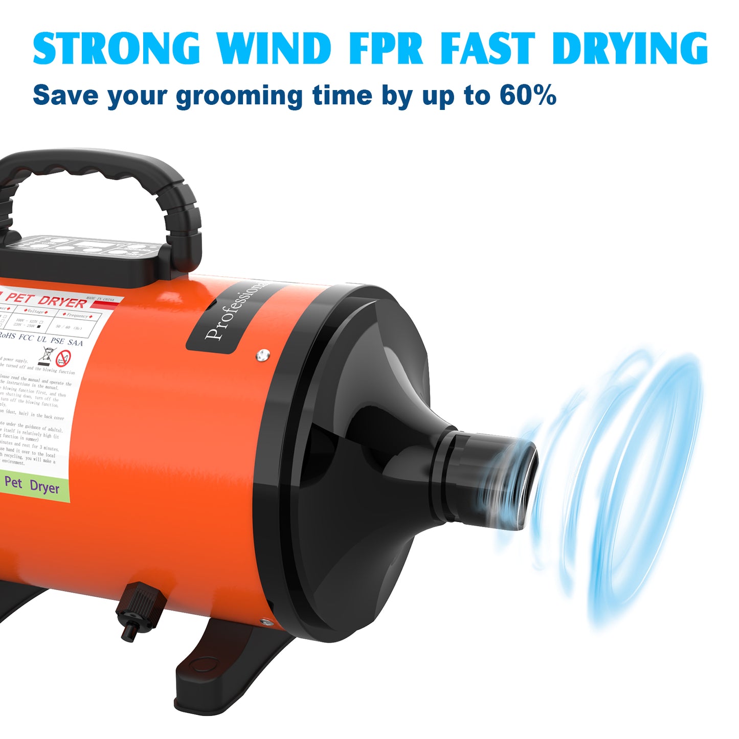 Advwin 2000W Pet Hair Dryer LCD Display