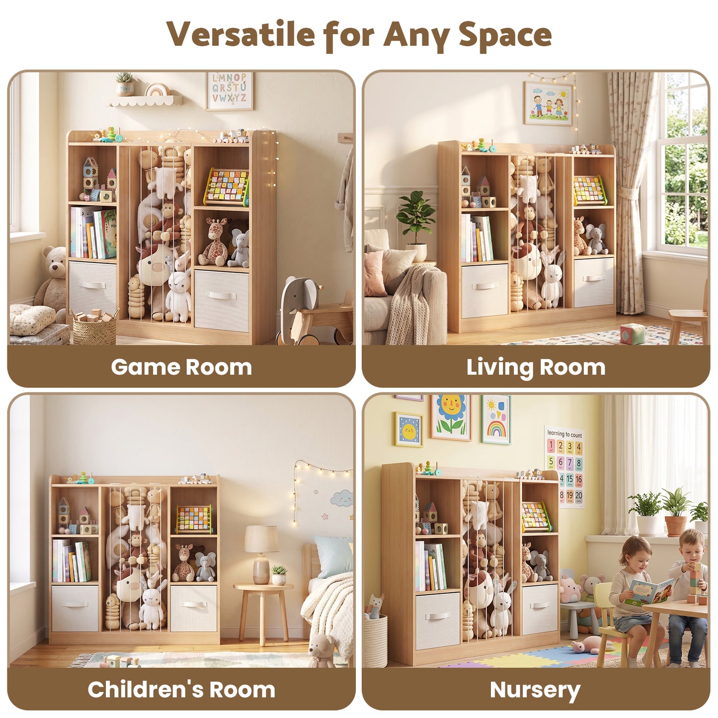 Advwin Dual-Sided Kids Bookshelf & Toy Storage Organiser