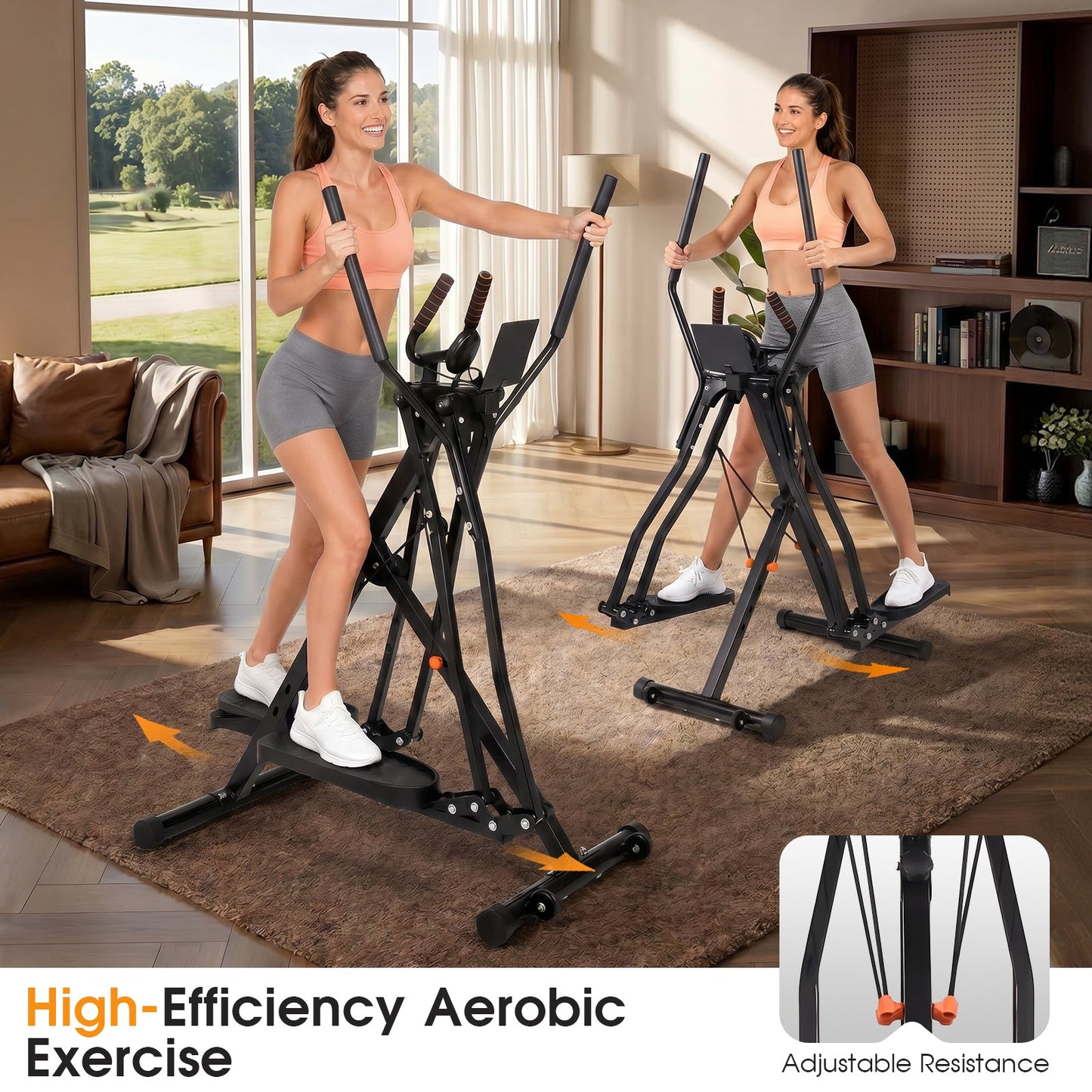 Advwin Foldable Air Walker Exercise Machine w/ Heart Rate Monitor