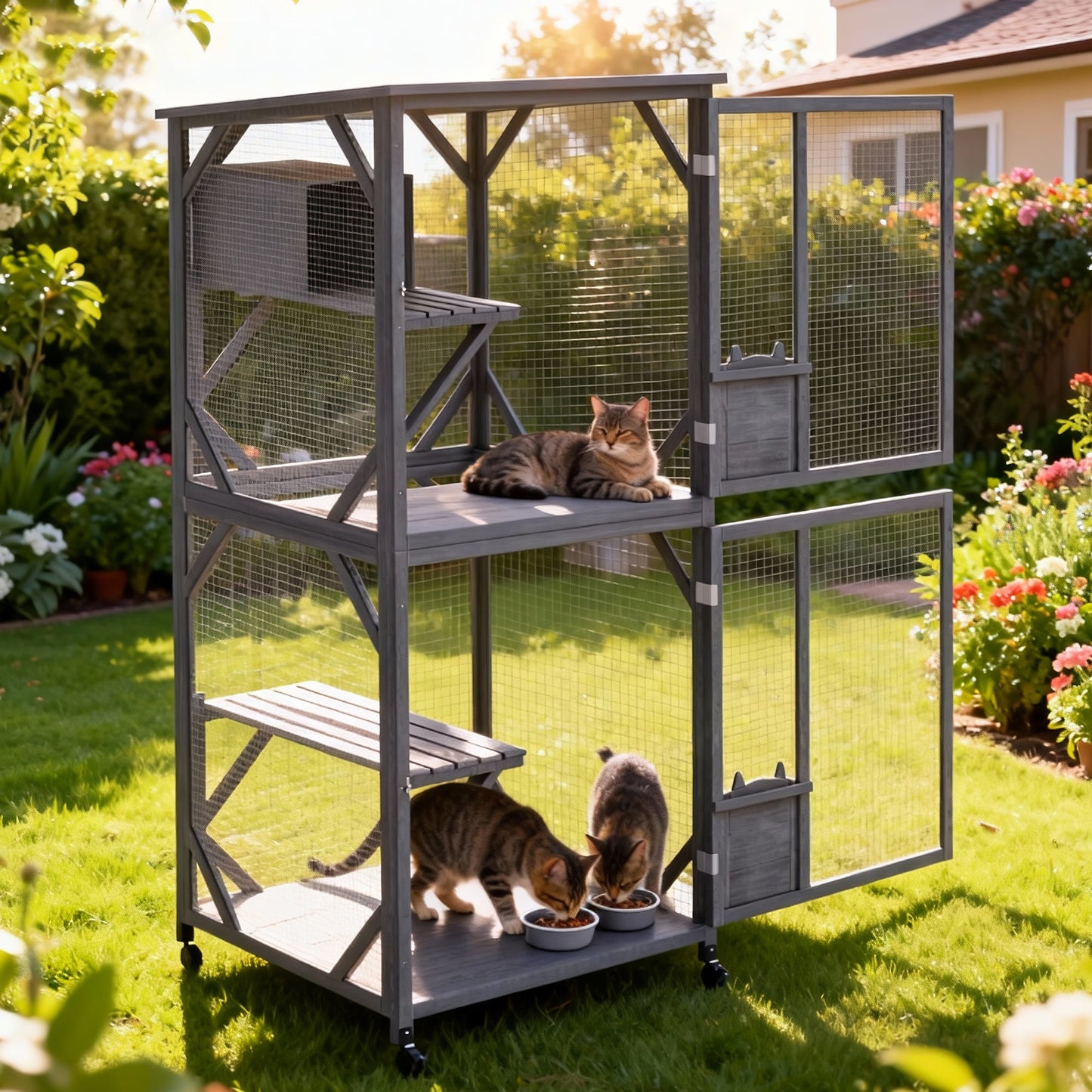 Advwin 4 Tiers Catio Outdoor Cat Enclosure