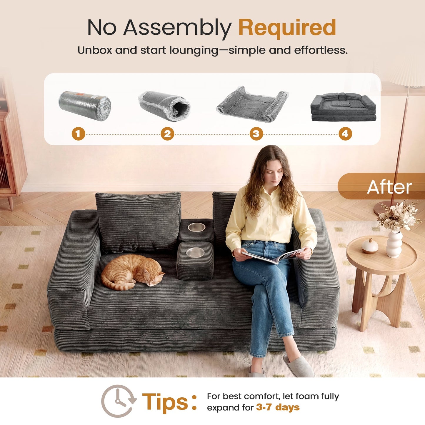 Advwin Folding Sofa Bed 2 in 1 Convertible Floor Sofa