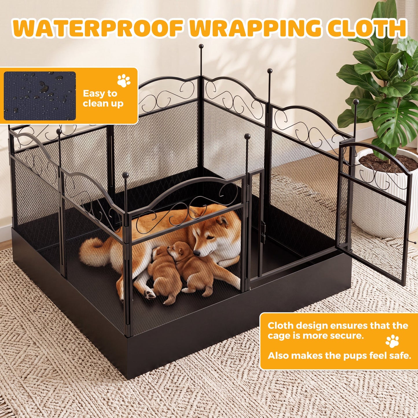 Advwin 8-Panel Metal Dog Playpen with Waterproof Bottom