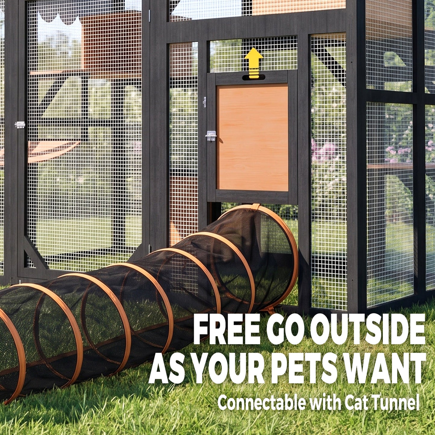 Advwin Outdoor Walk-in Cat Enclosure w/ Waterproof Cover