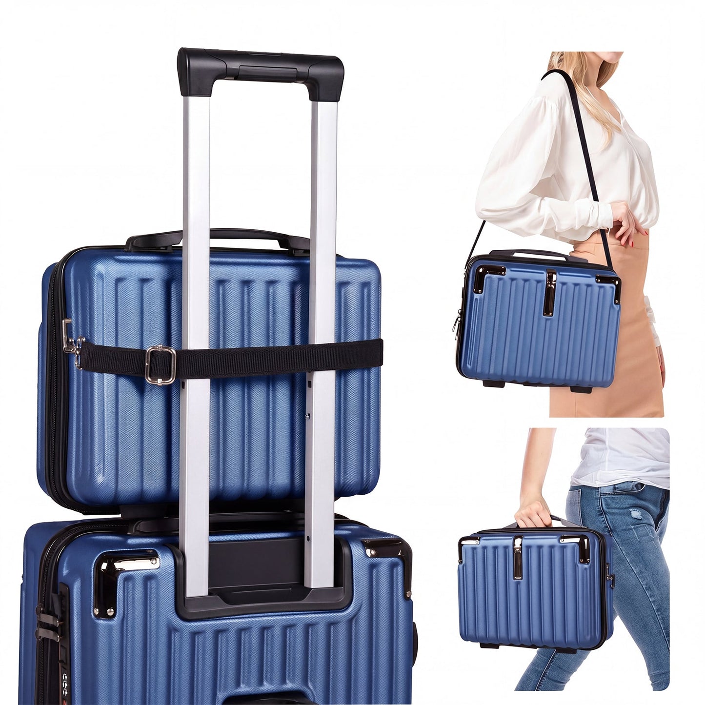 Advwin 20"+14" Hardshell Luggage Set with Power Bank Pocket